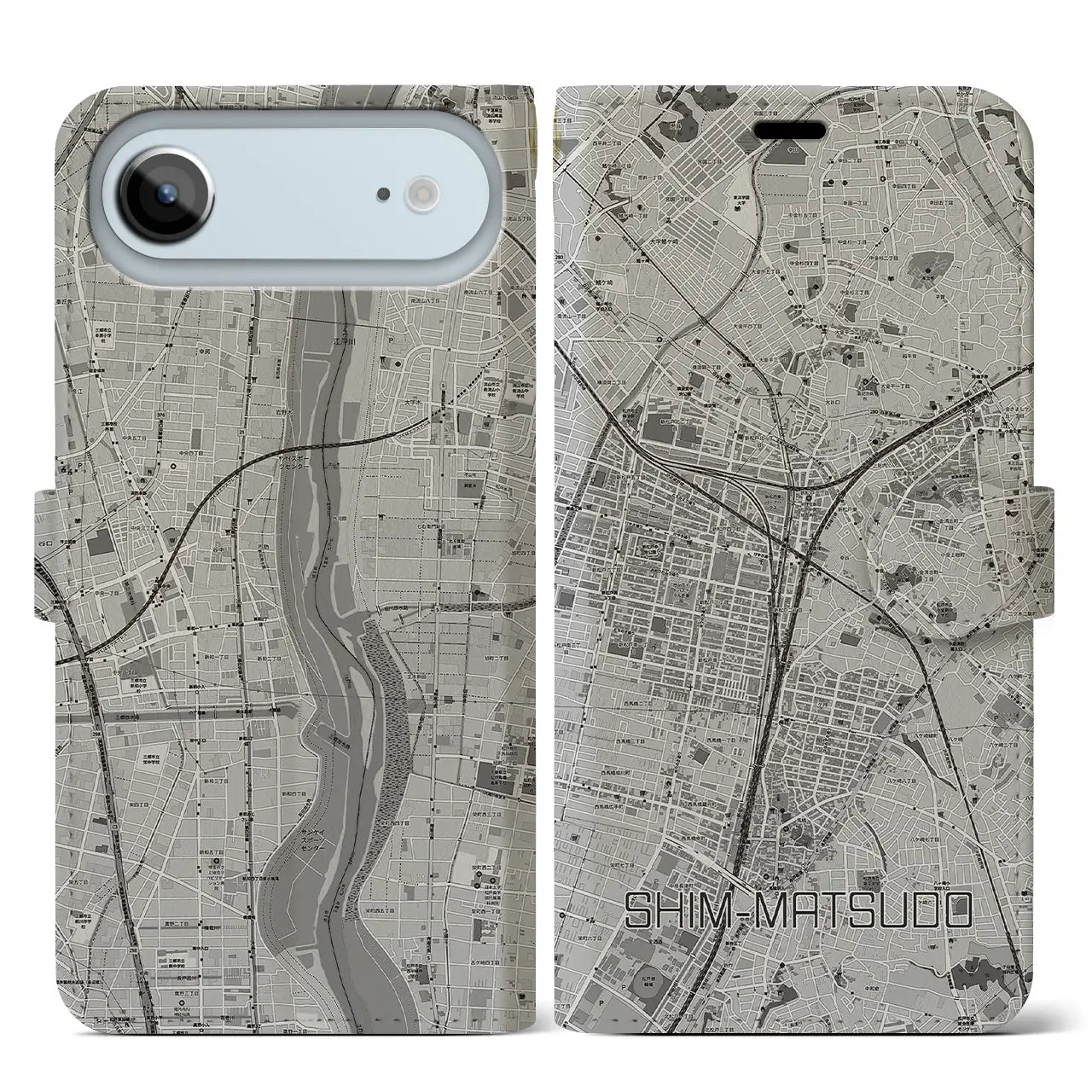 【新松戸(千葉県)】地図柄iPhoneケース(手帳タイプ)