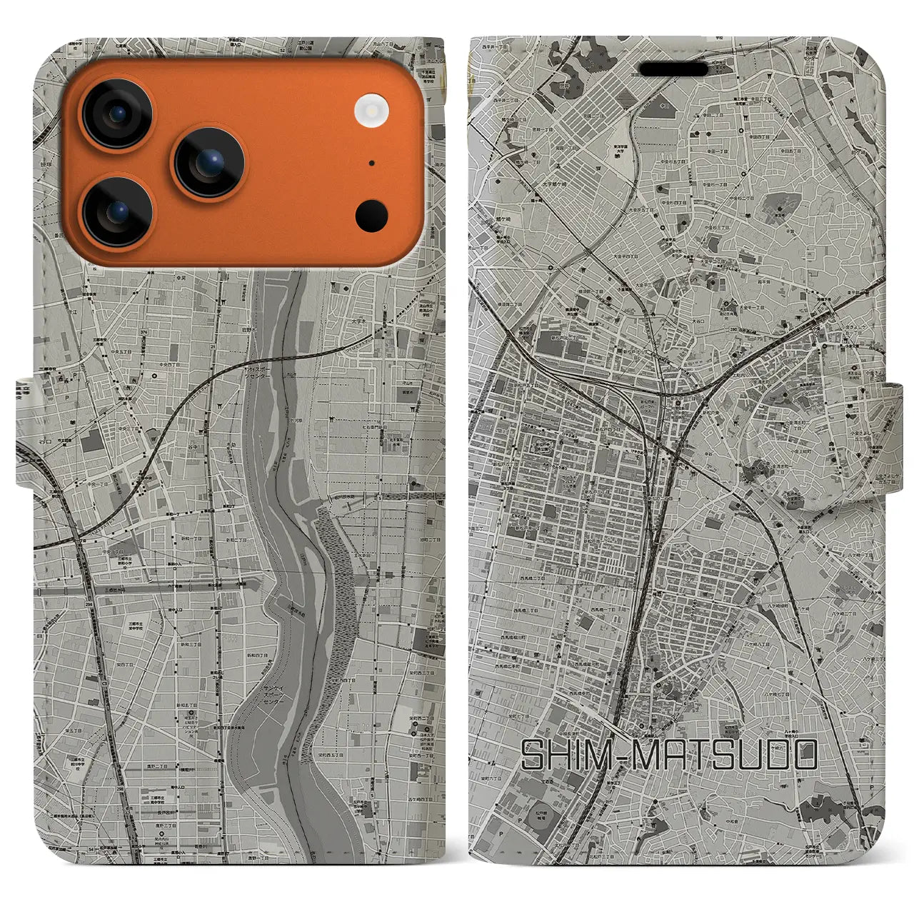 【新松戸(千葉県)】地図柄iPhoneケース(手帳タイプ)