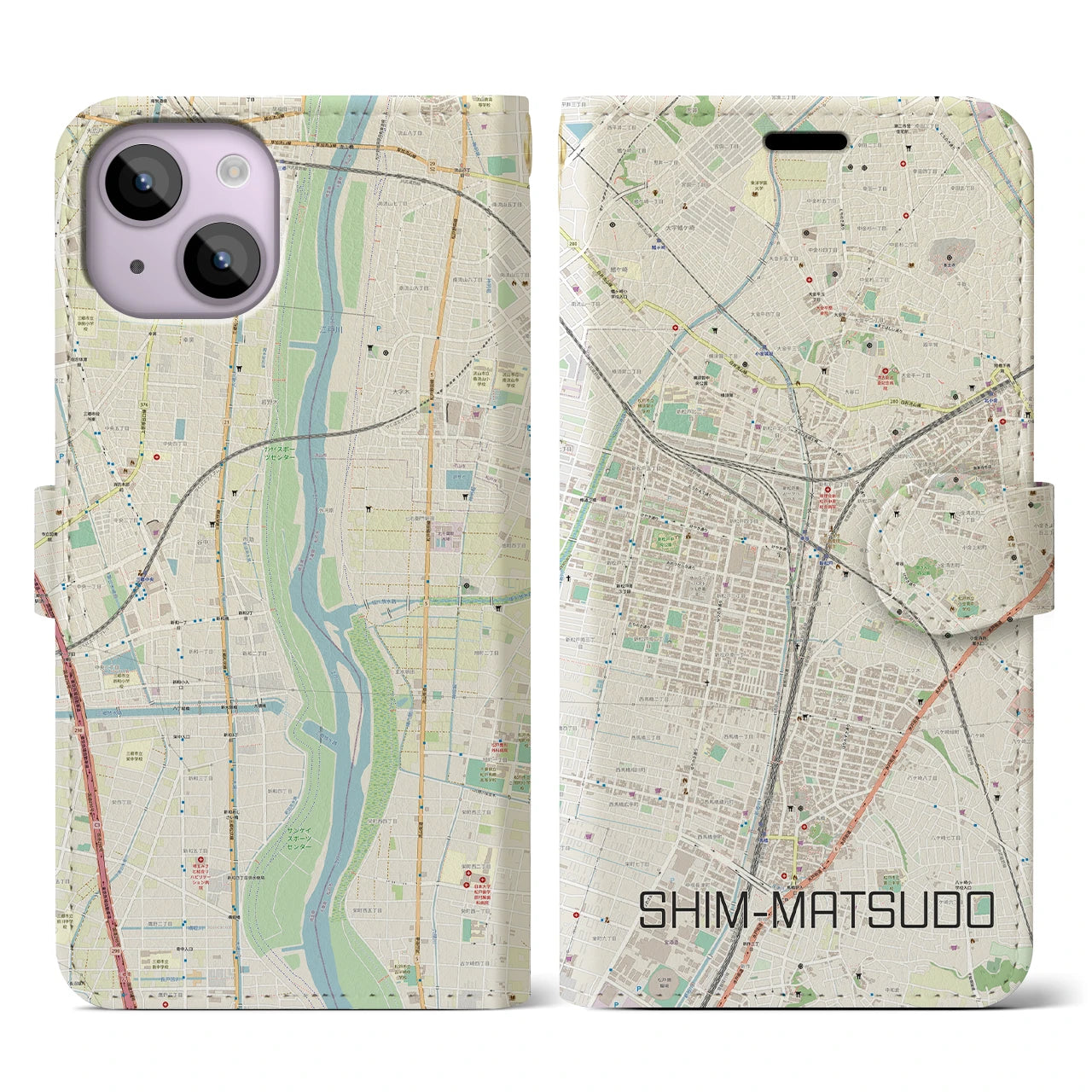 【新松戸(千葉県)】地図柄iPhoneケース(手帳タイプ)