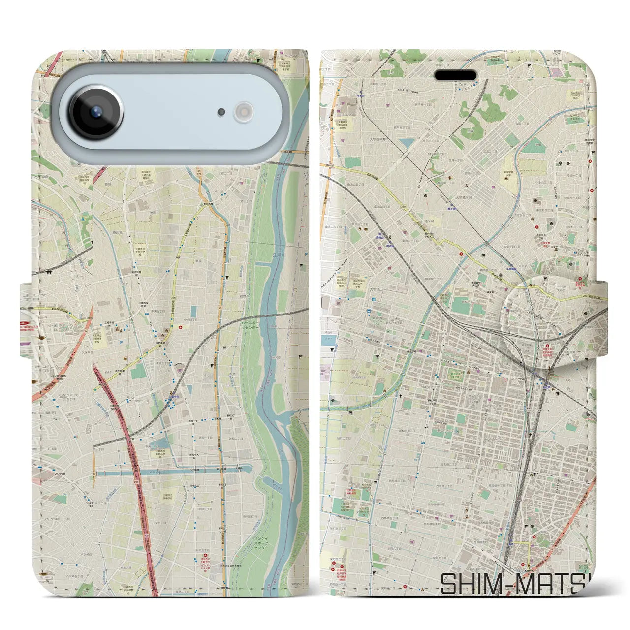 【新松戸(千葉県)】地図柄iPhoneケース(手帳タイプ)