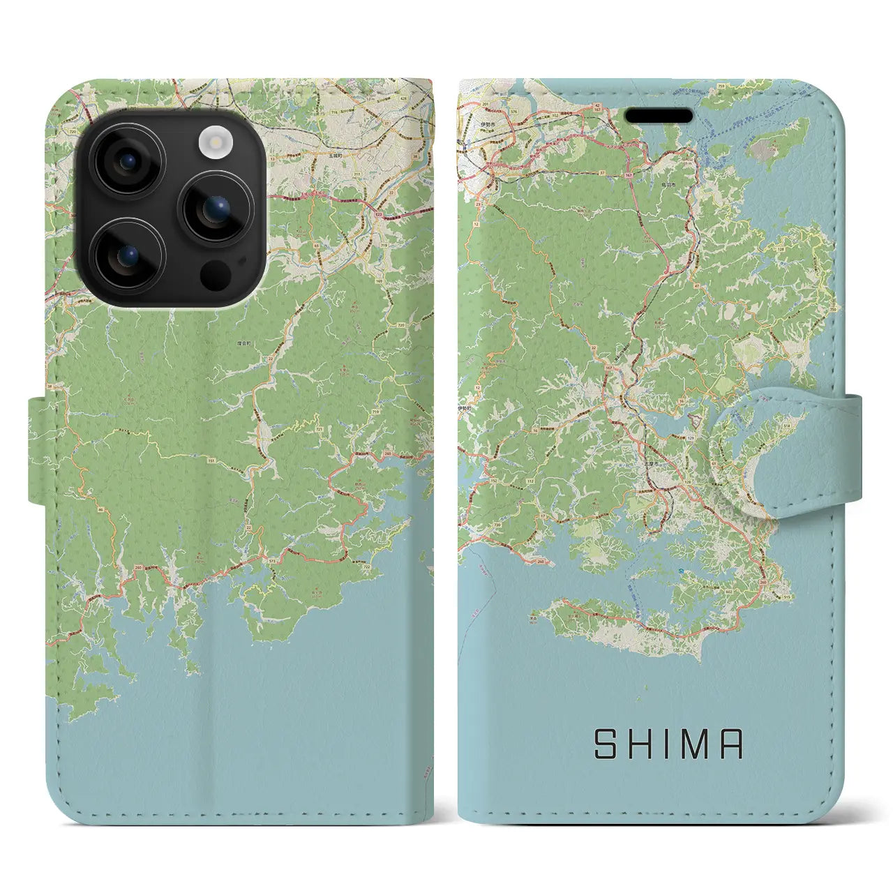 【志摩(三重県)】地図柄iPhoneケース(手帳タイプ)ナチュラル・iPhone 16 用