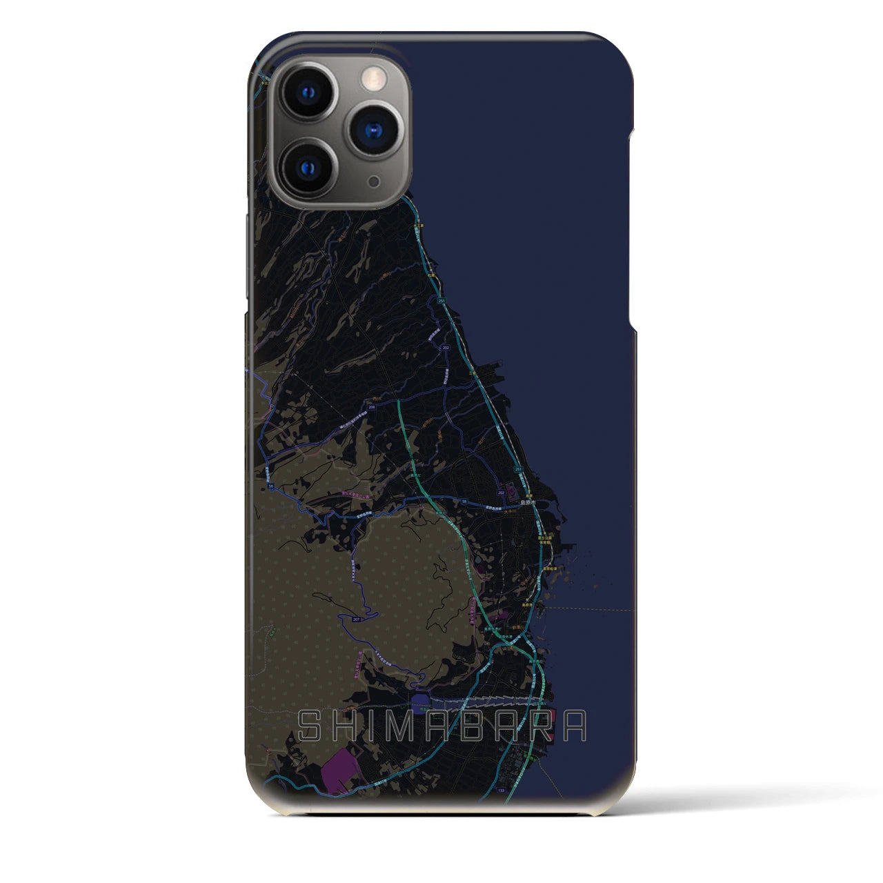 【島原(長崎県)】地図柄iPhoneケース(バックカバータイプ)