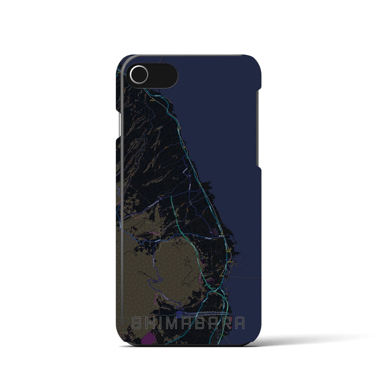 【島原(長崎県)】地図柄iPhoneケース(バックカバータイプ)