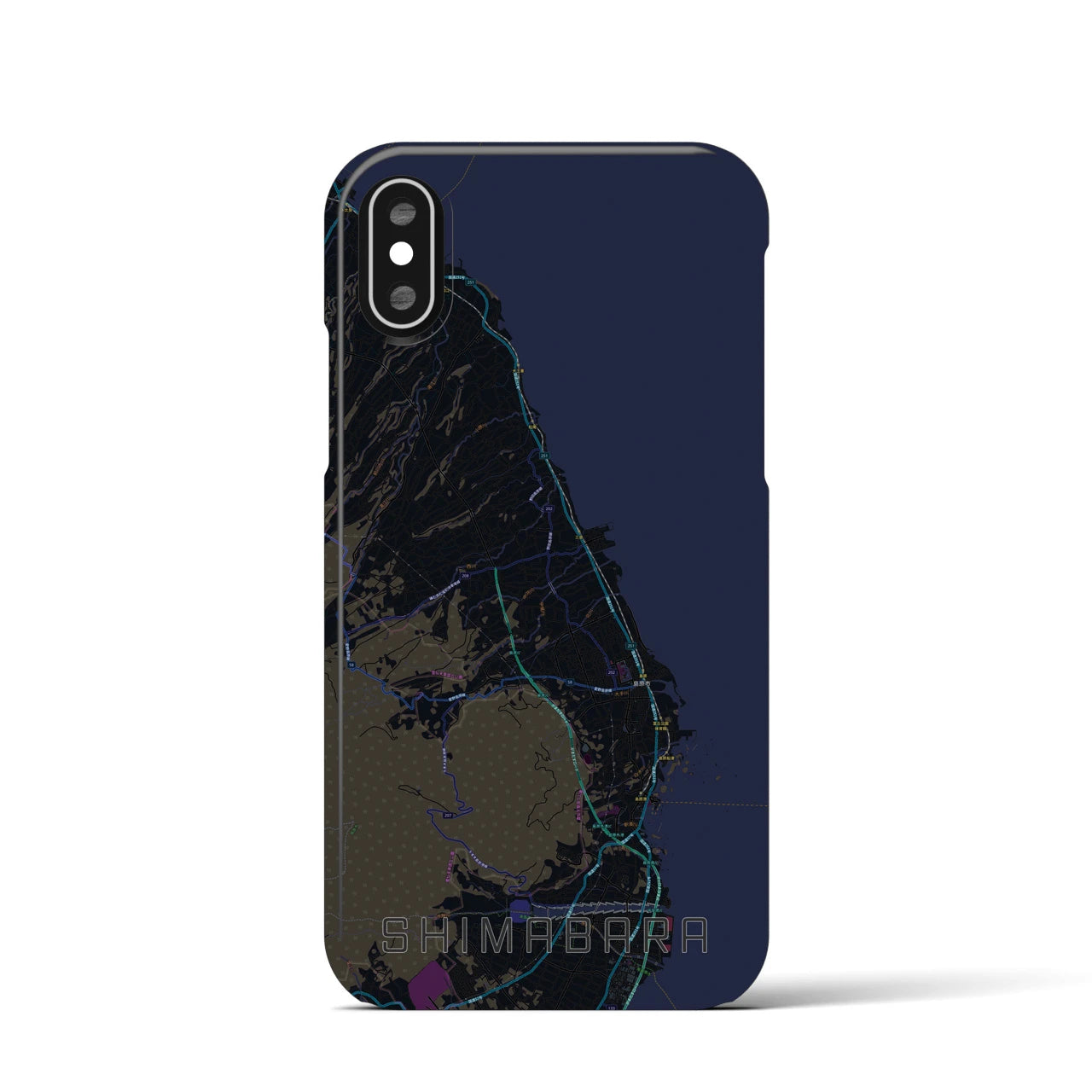 【島原(長崎県)】地図柄iPhoneケース(バックカバータイプ)