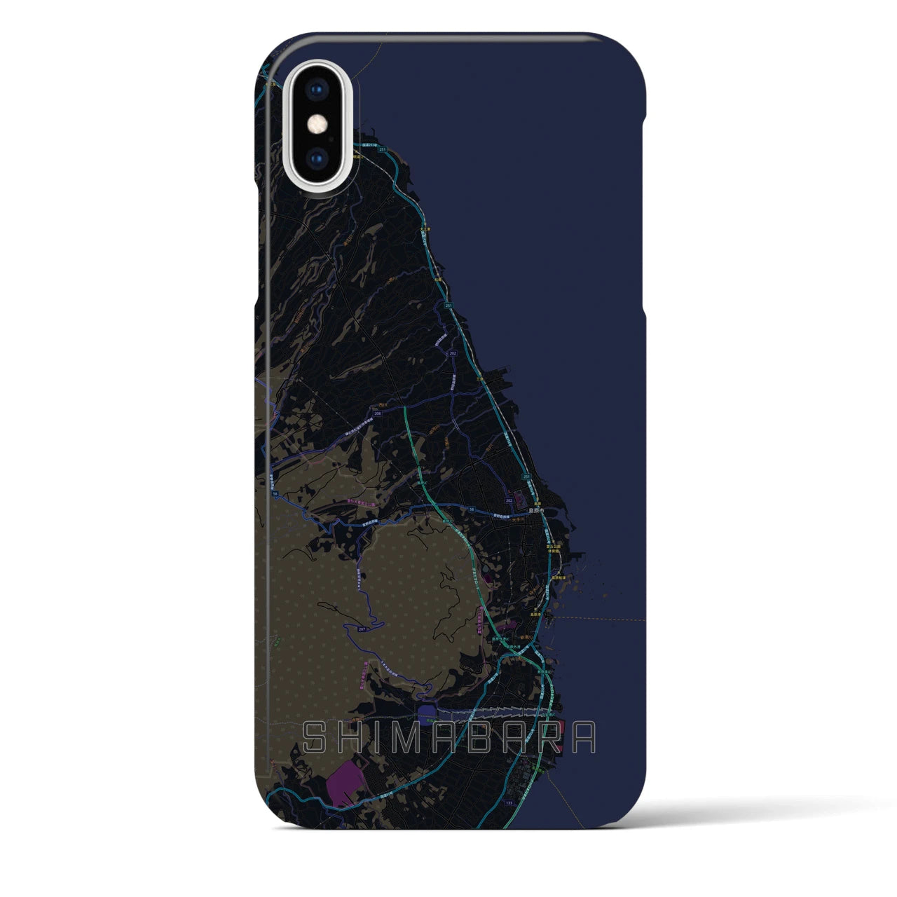 【島原(長崎県)】地図柄iPhoneケース(バックカバータイプ)