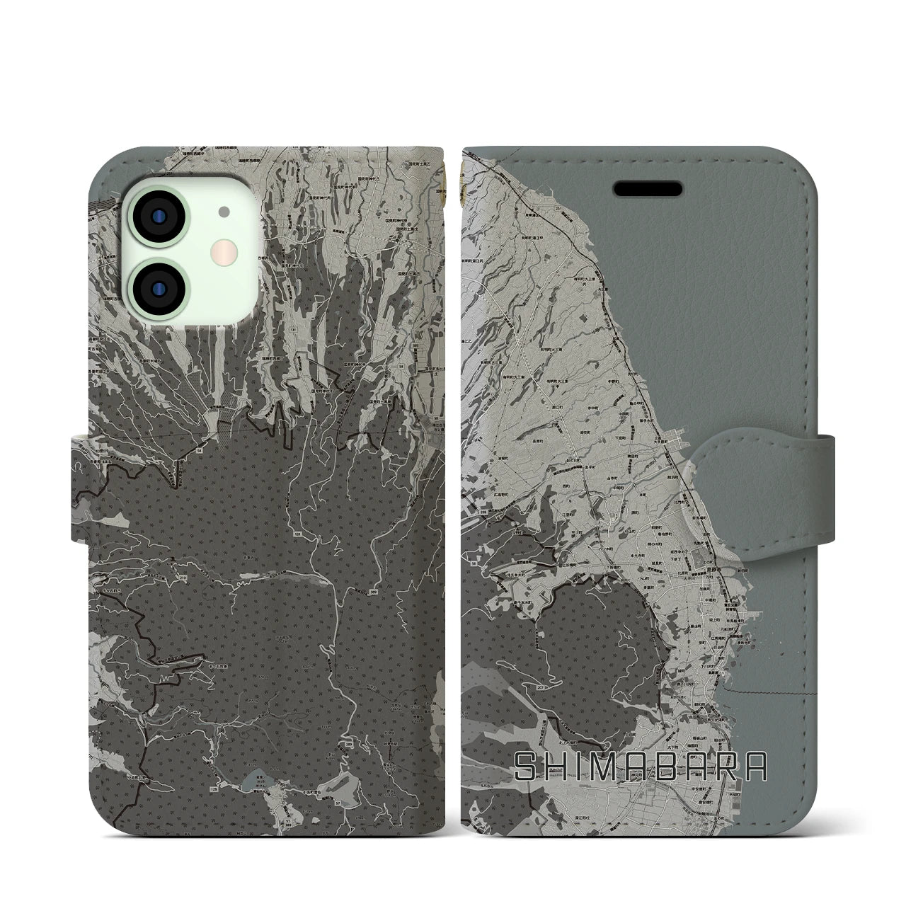 【島原(長崎県)】地図柄iPhoneケース(手帳タイプ)