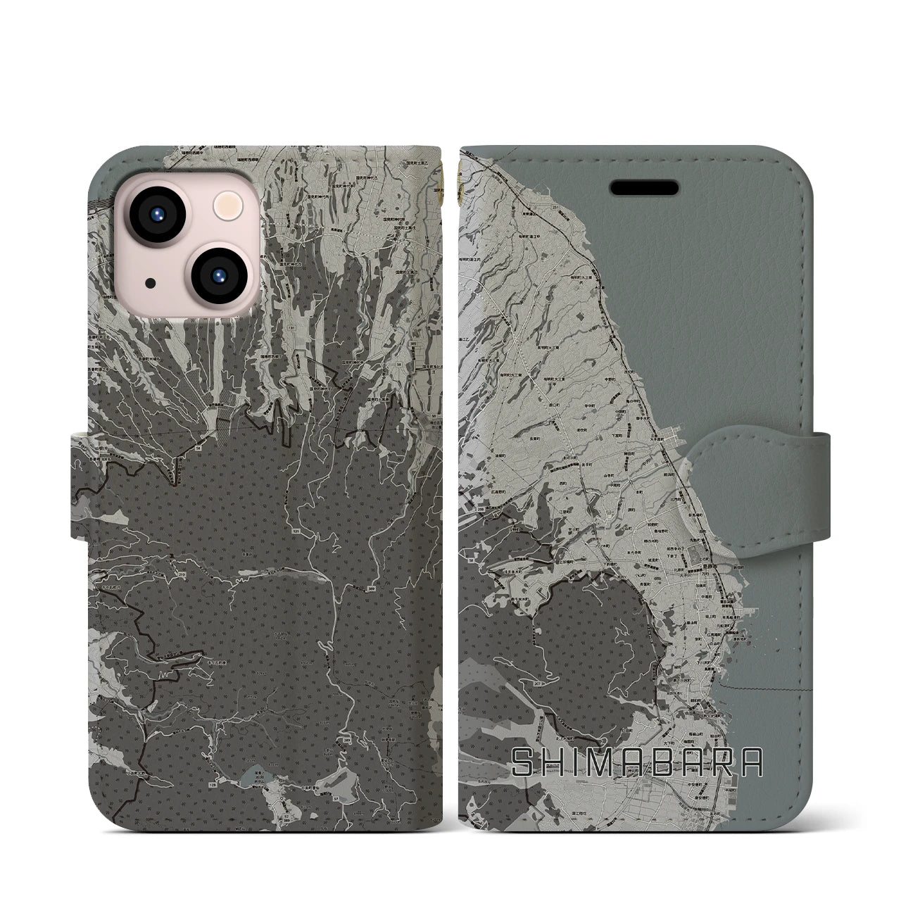 【島原(長崎県)】地図柄iPhoneケース(手帳タイプ)