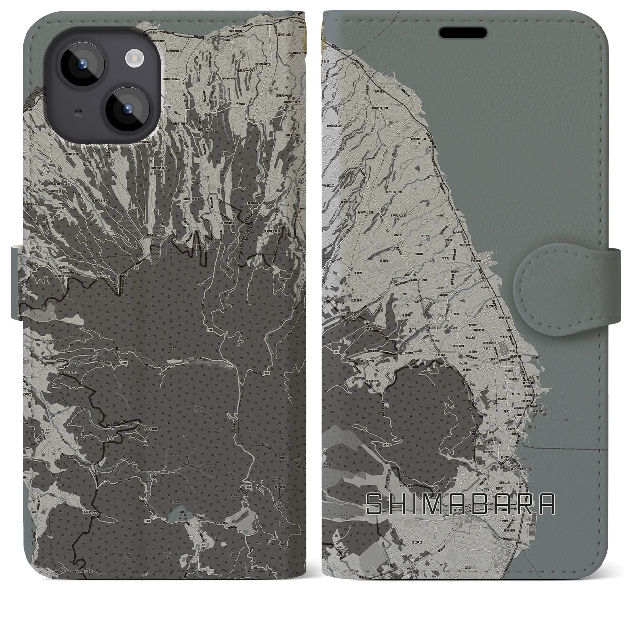【島原(長崎県)】地図柄iPhoneケース(手帳タイプ)
