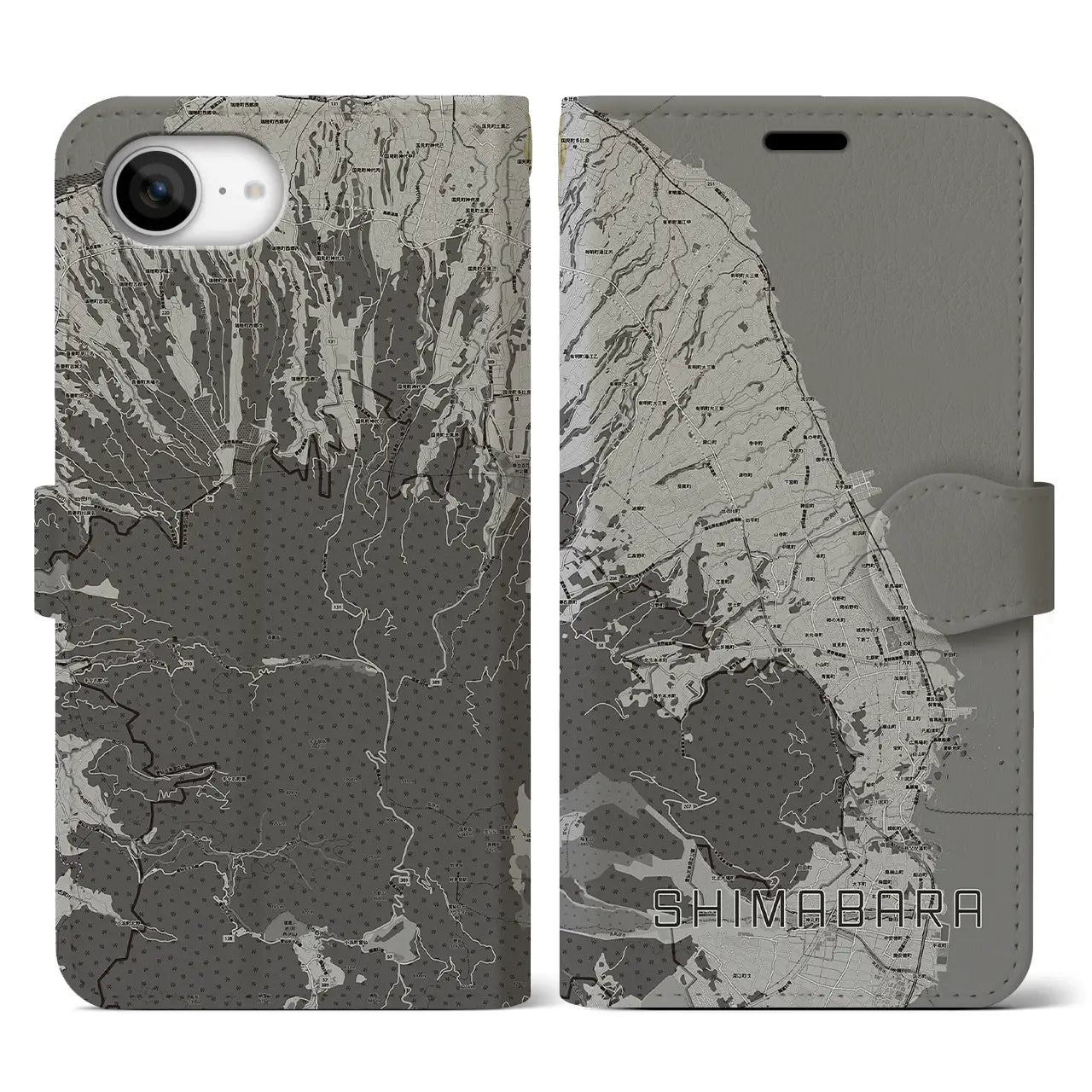【島原(長崎県)】地図柄iPhoneケース(手帳タイプ)