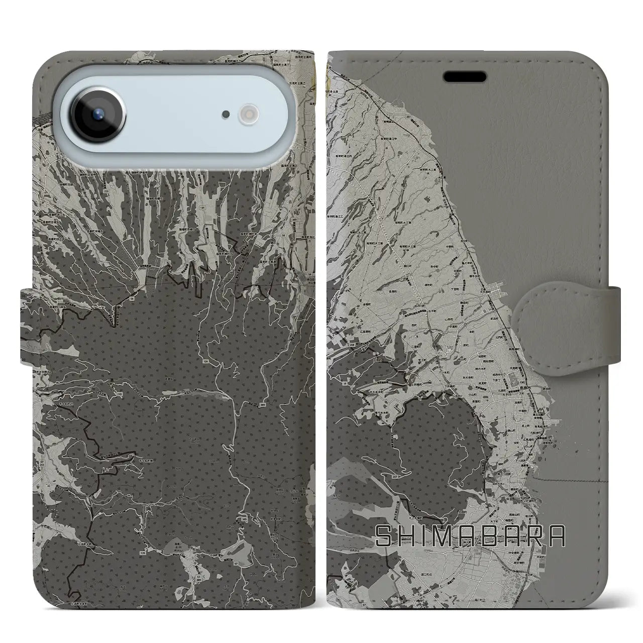【島原(長崎県)】地図柄iPhoneケース(手帳タイプ)