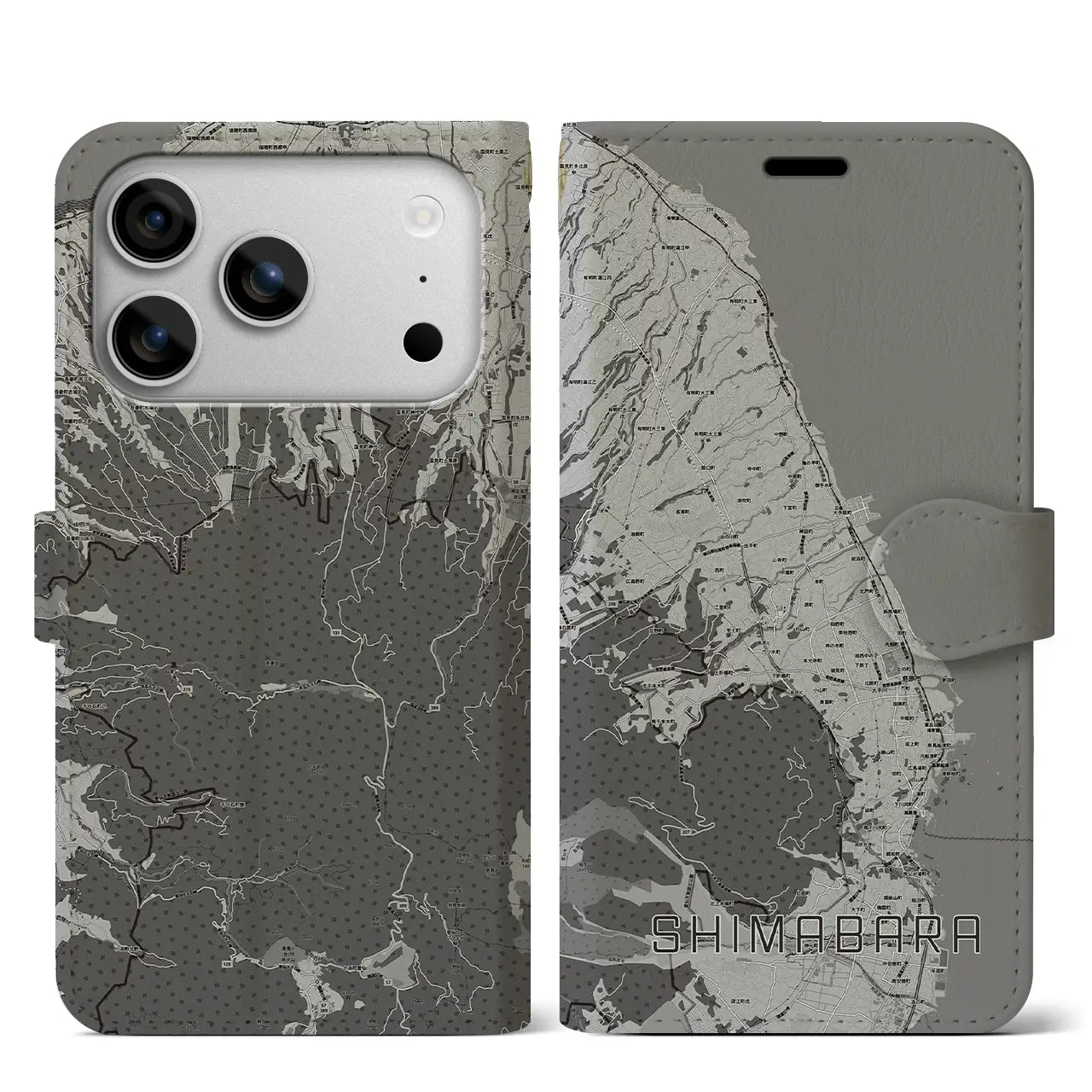 【島原(長崎県)】地図柄iPhoneケース(手帳タイプ)