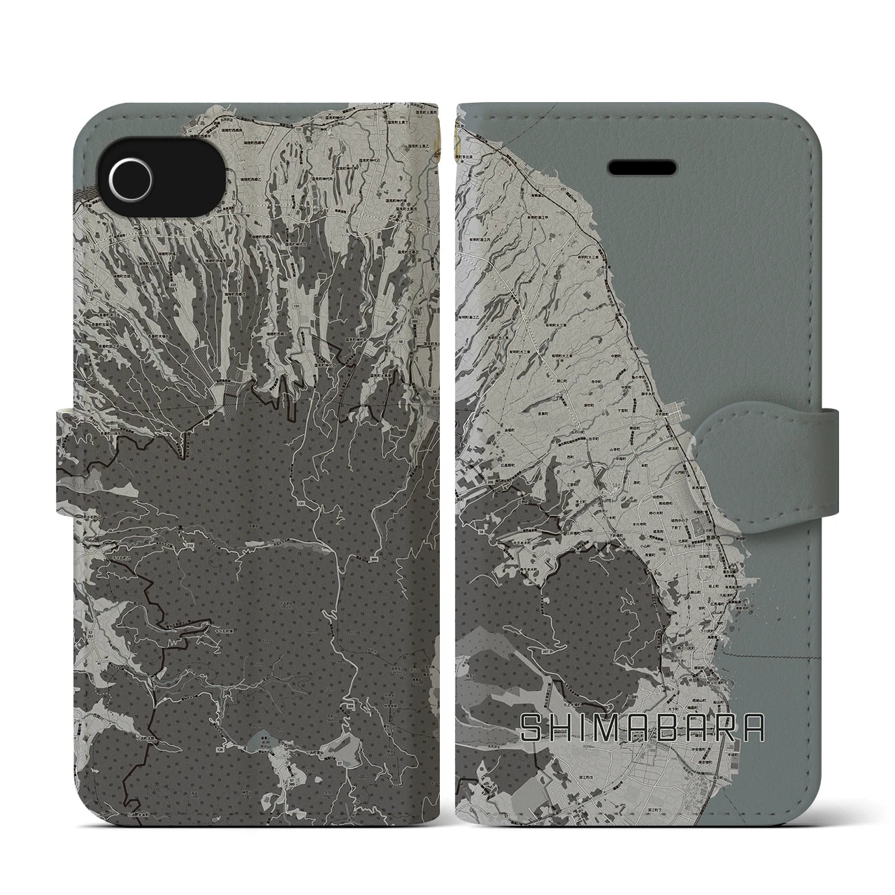 【島原(長崎県)】地図柄iPhoneケース(手帳タイプ)