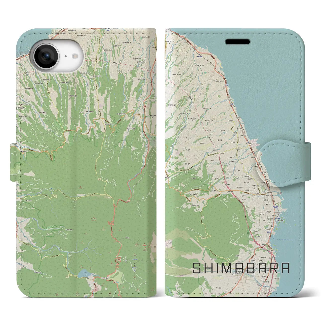 【島原(長崎県)】地図柄iPhoneケース(手帳タイプ)