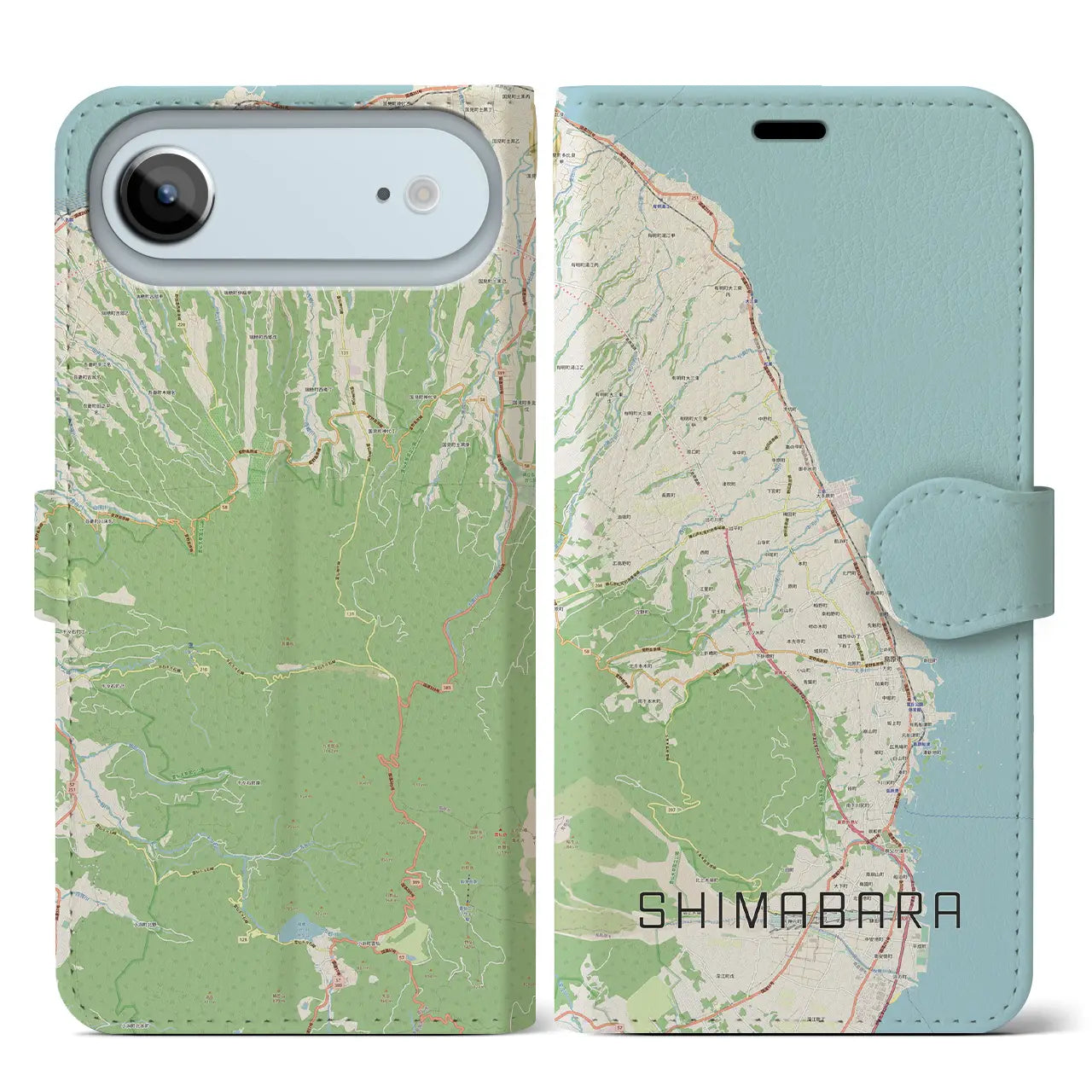 【島原(長崎県)】地図柄iPhoneケース(手帳タイプ)