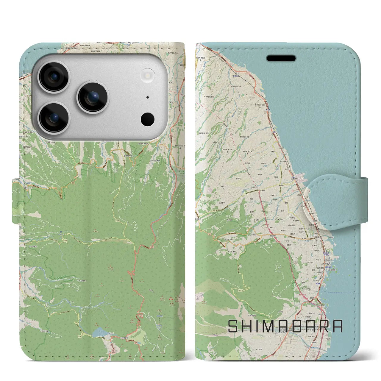 【島原(長崎県)】地図柄iPhoneケース(手帳タイプ)