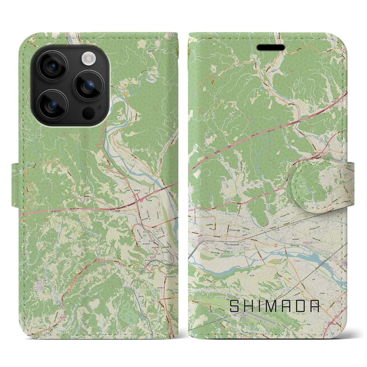 【島田(静岡県)】地図柄iPhoneケース(手帳タイプ)ナチュラル・iPhone 16 用