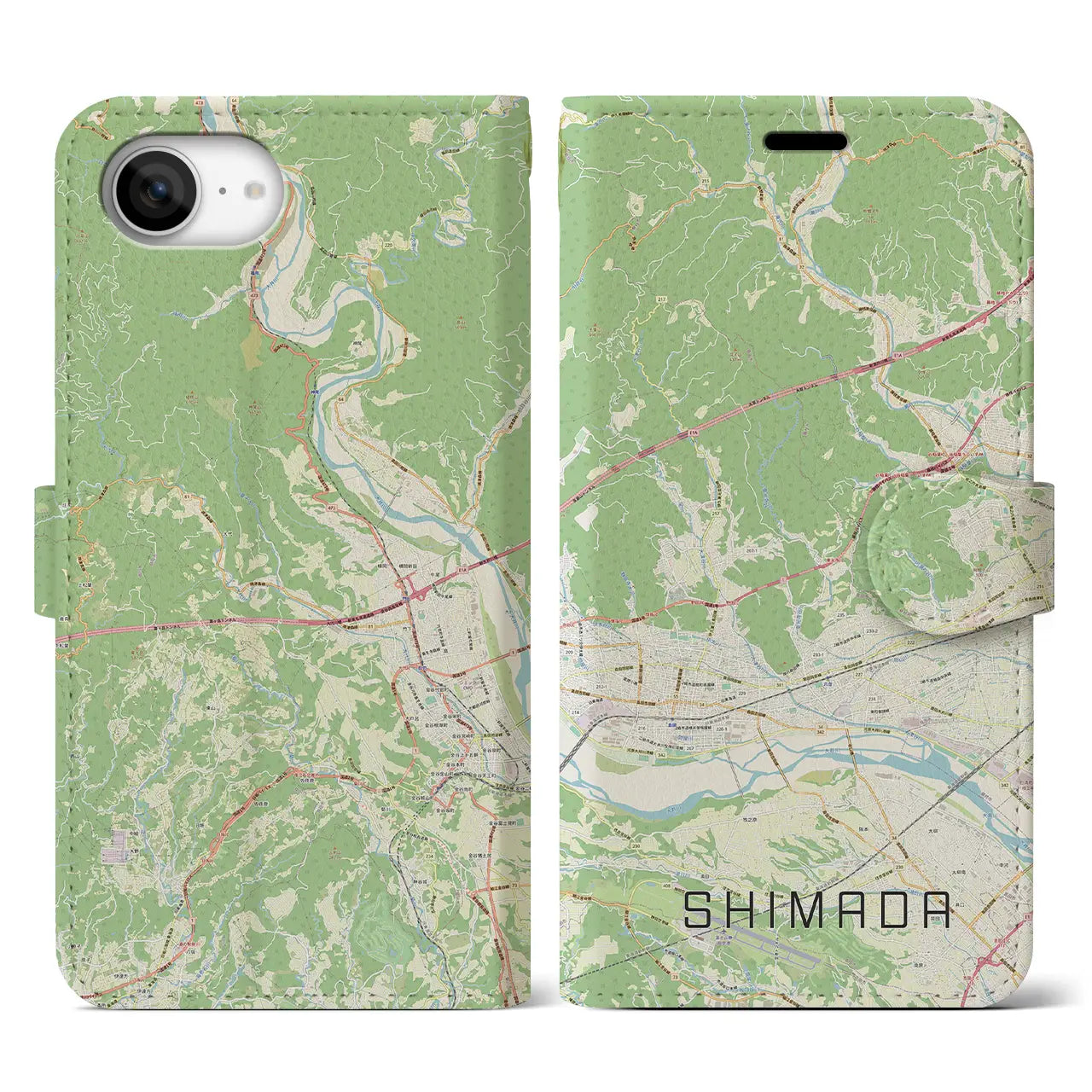 【島田(静岡県)】地図柄iPhoneケース(手帳タイプ)