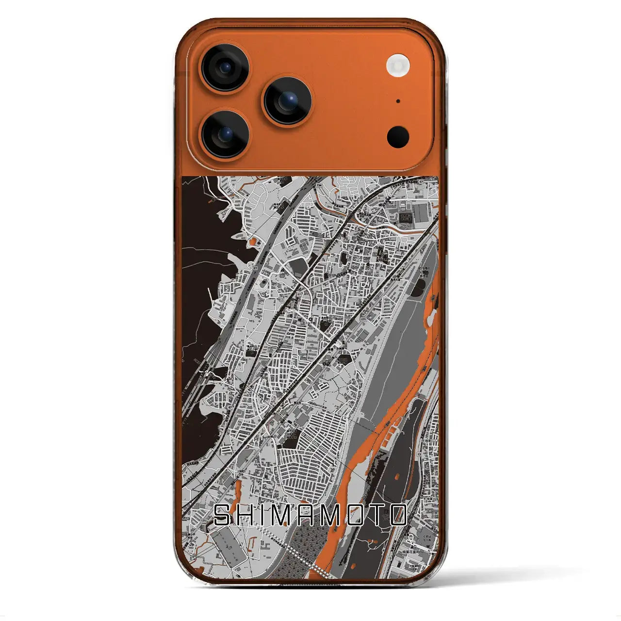 【島本(大阪府)】地図柄iPhoneケース(クリアタイプ)モノトーン・iPhone 17 Pro Max 用