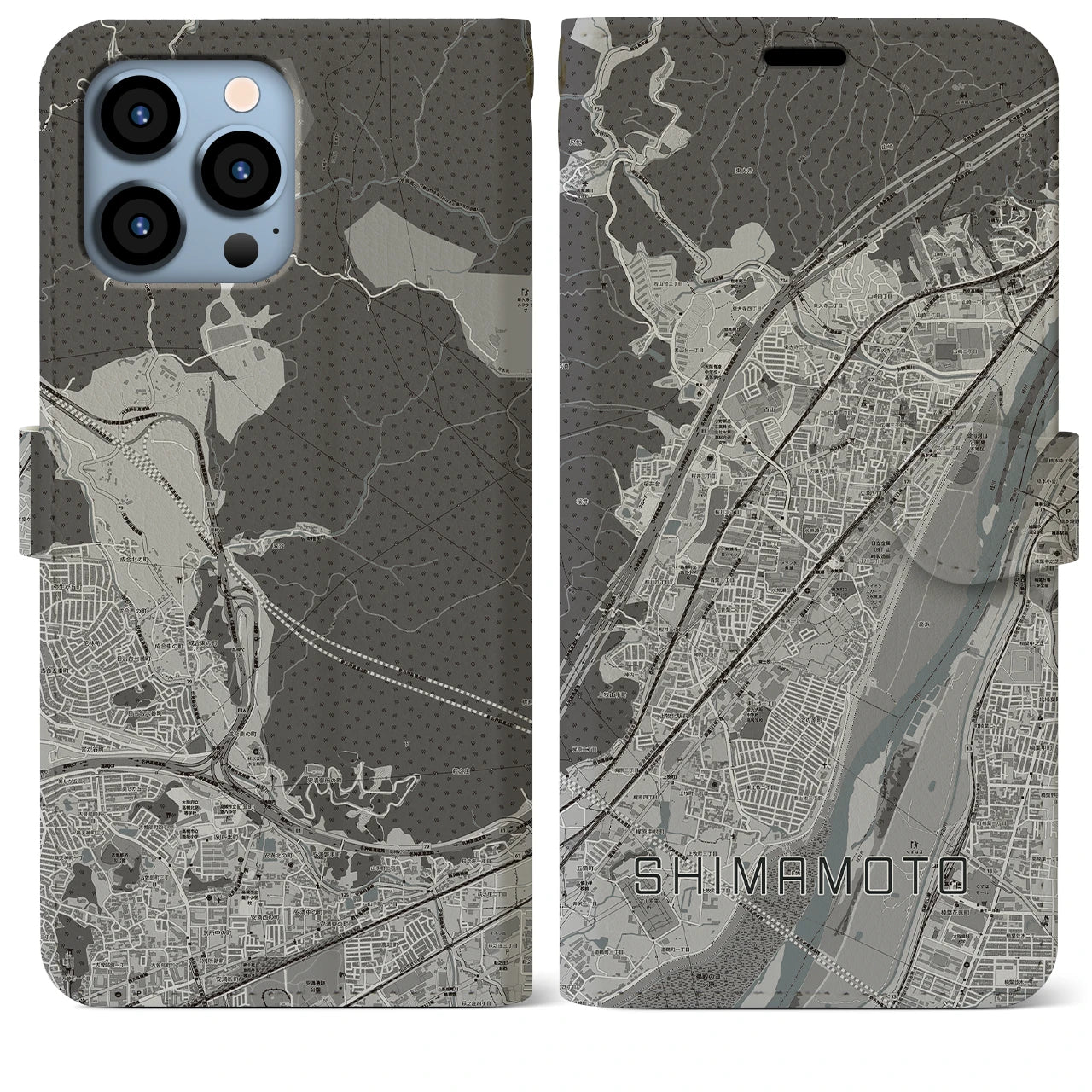 【島本(大阪府)】地図柄iPhoneケース(手帳タイプ)