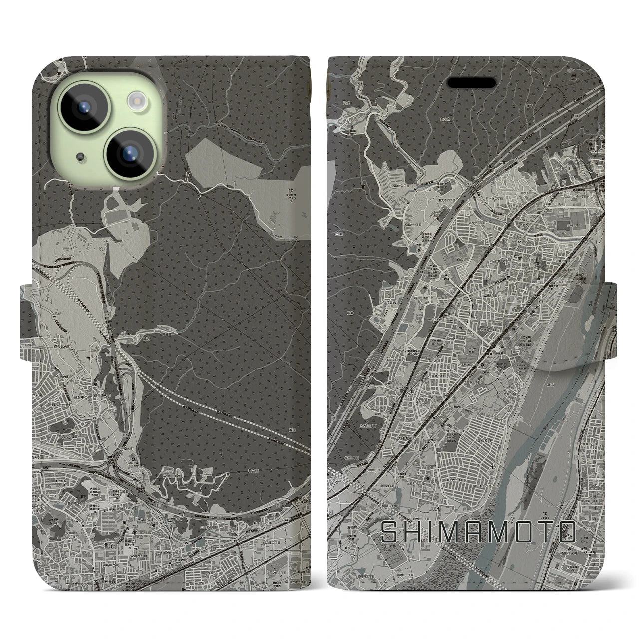 【島本(大阪府)】地図柄iPhoneケース(手帳タイプ)