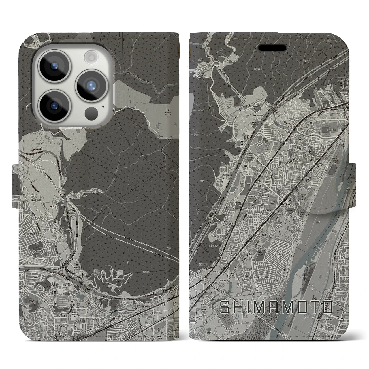 【島本(大阪府)】地図柄iPhoneケース(手帳タイプ)