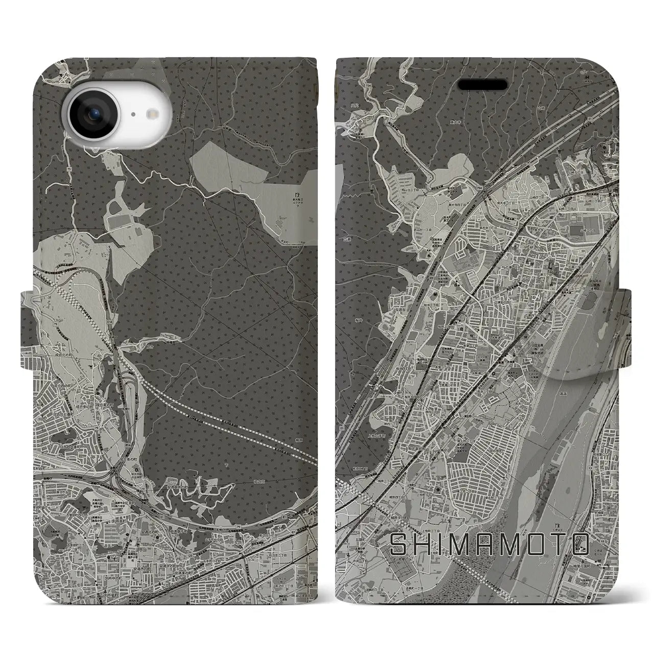 【島本(大阪府)】地図柄iPhoneケース(手帳タイプ)