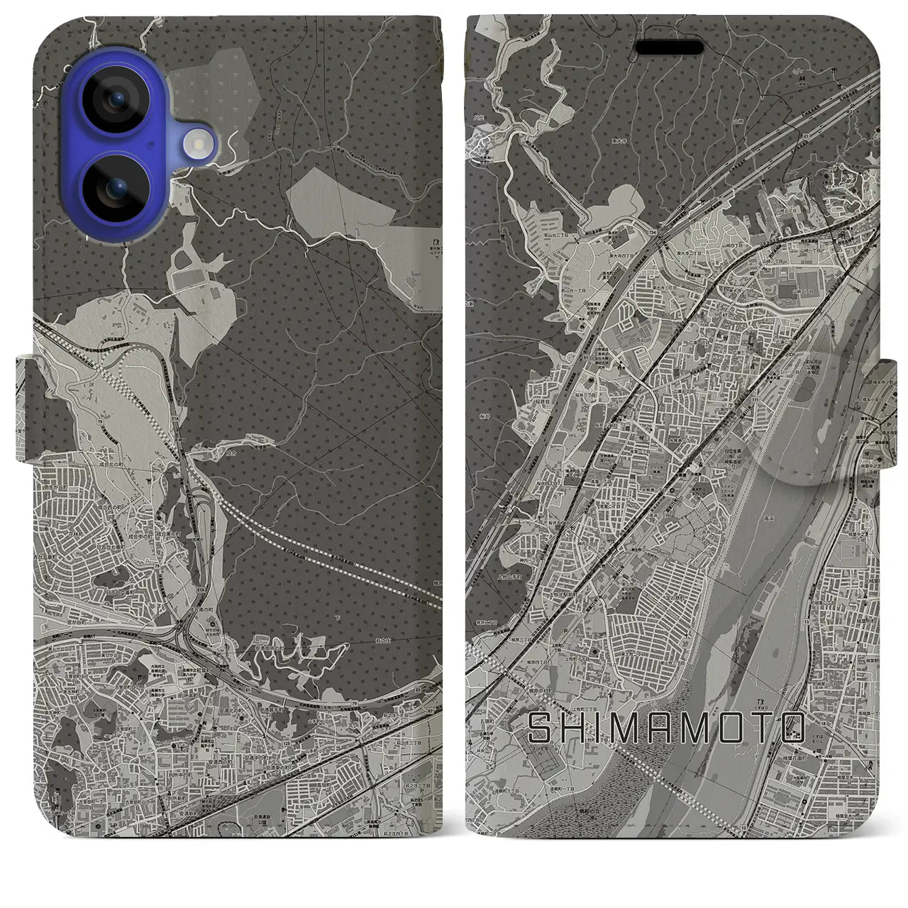 【島本(大阪府)】地図柄iPhoneケース(手帳タイプ)