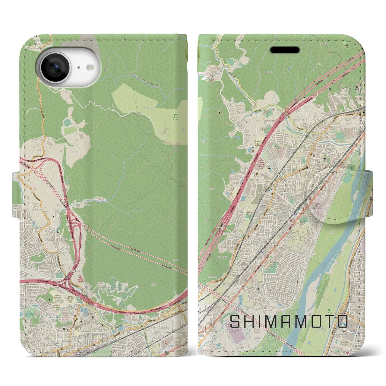 【島本(大阪府)】地図柄iPhoneケース(手帳タイプ)