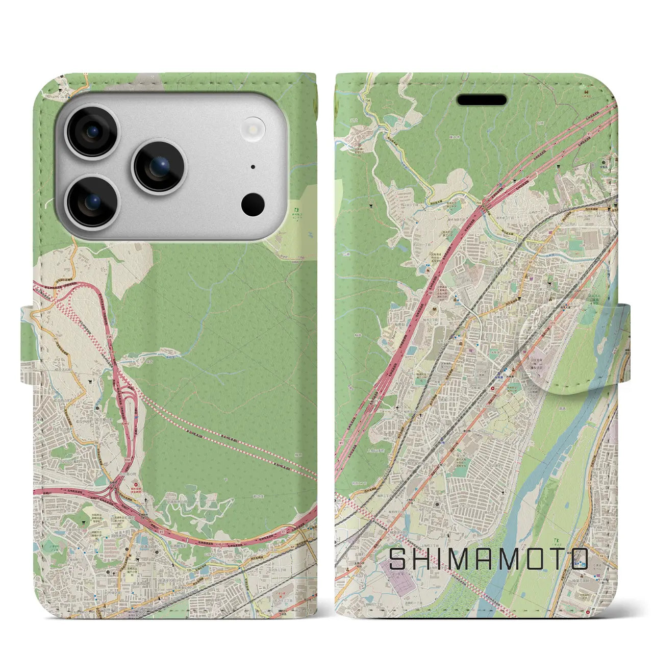 【島本(大阪府)】地図柄iPhoneケース(手帳タイプ)