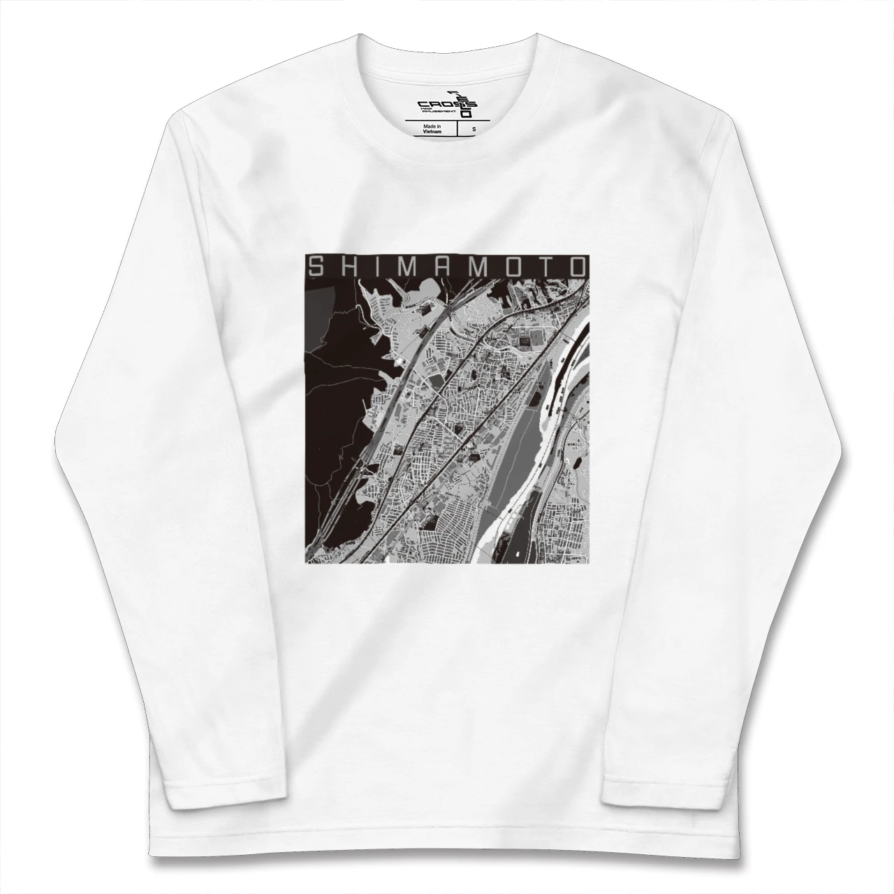 【島本(大阪府)】地図柄ロングスリーブTシャツ