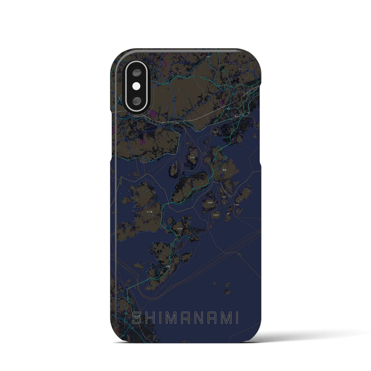 【しまなみ2(広島県)】地図柄iPhoneケース(バックカバータイプ)