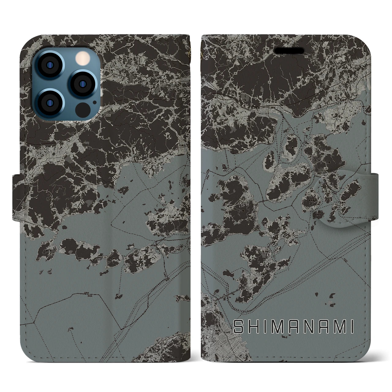 【しまなみ2(広島県)】地図柄iPhoneケース(手帳タイプ)