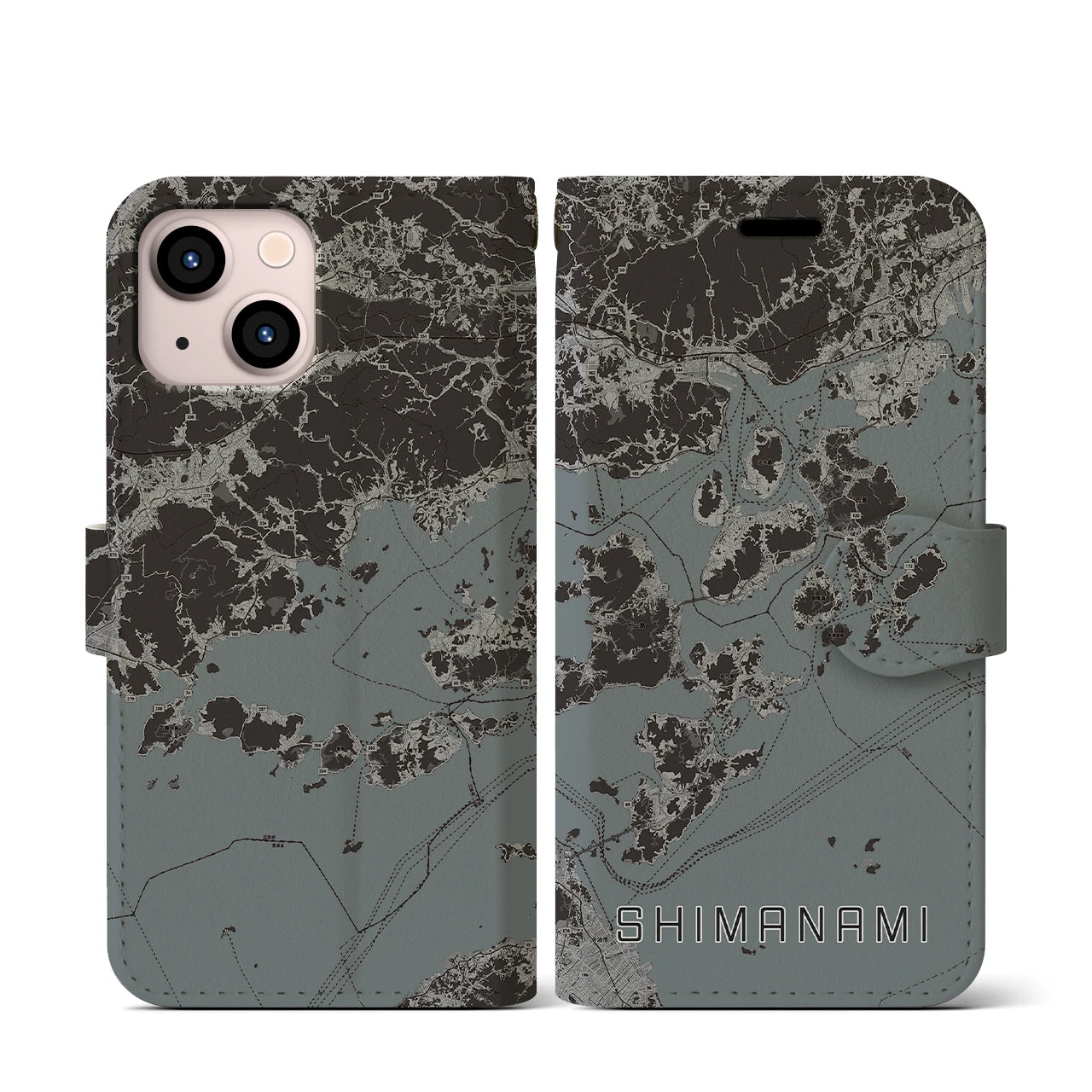 【しまなみ2(広島県)】地図柄iPhoneケース(手帳タイプ)