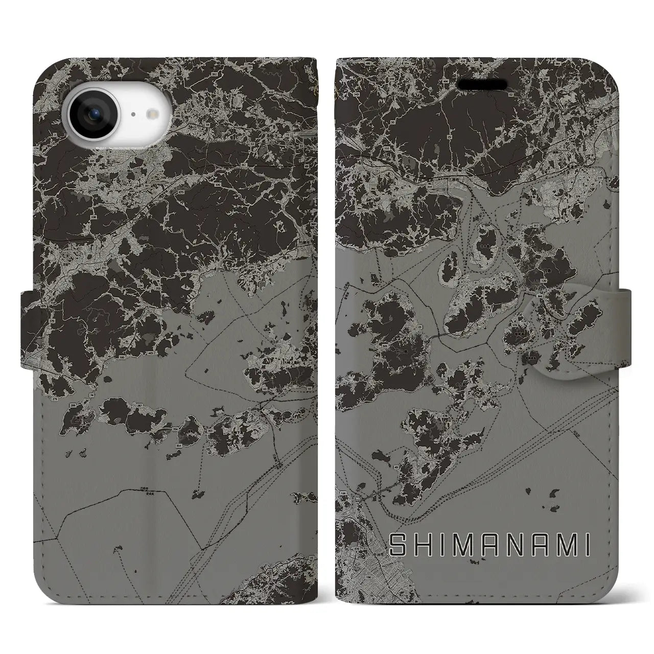 【しまなみ2(広島県)】地図柄iPhoneケース(手帳タイプ)