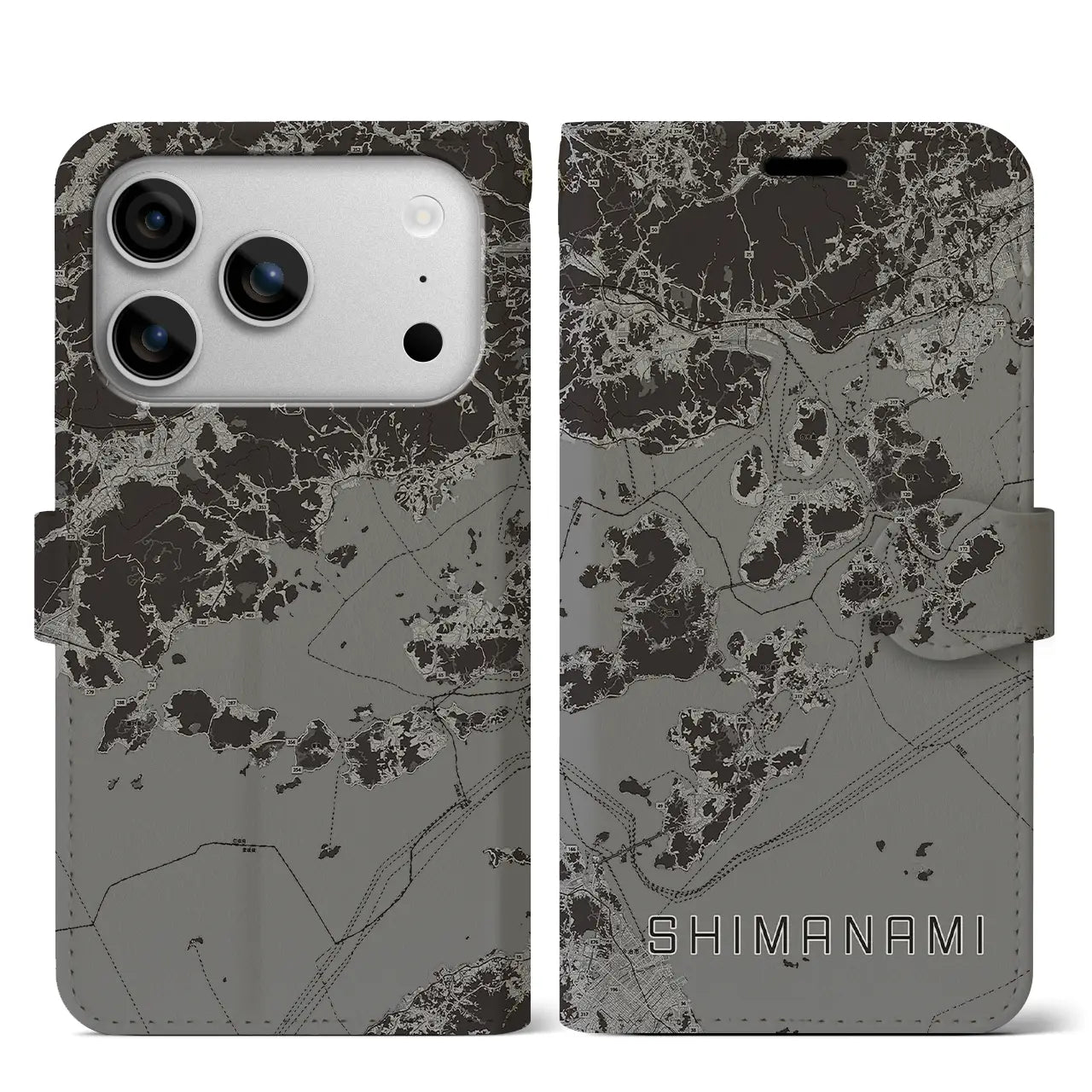 【しまなみ2(広島県)】地図柄iPhoneケース(手帳タイプ)