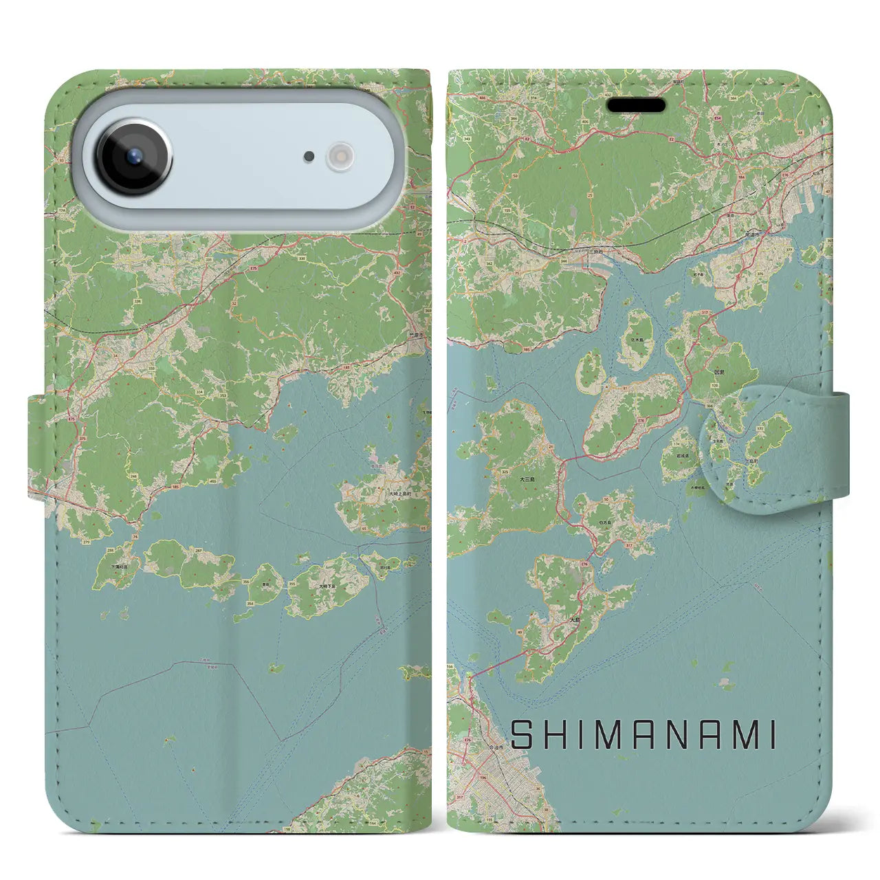 【しまなみ2(広島県)】地図柄iPhoneケース(手帳タイプ)