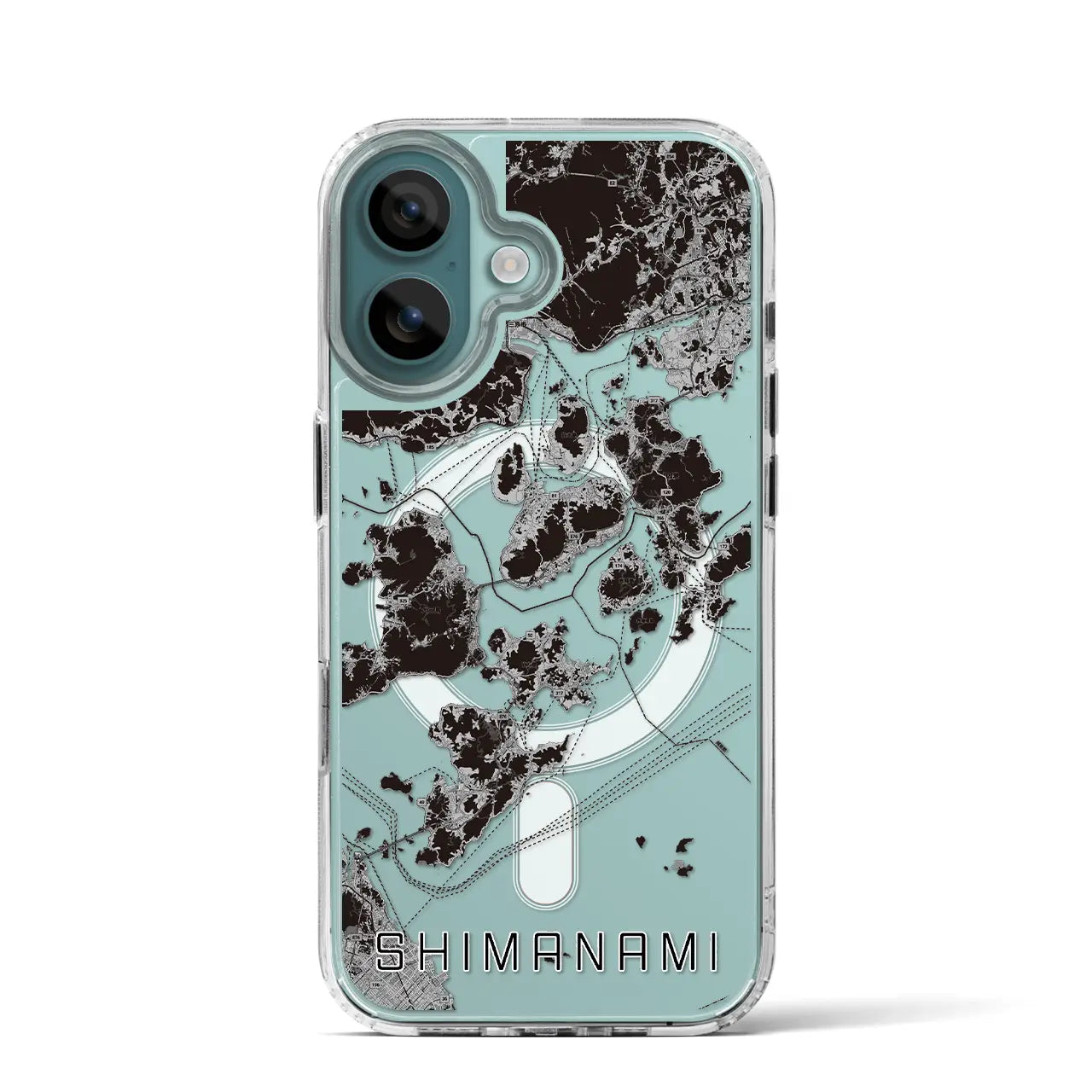 【しまなみ2(広島県)】地図柄iPhoneケース(MagSafeタイプ)モノトーン・iPhone 16 Pro 用