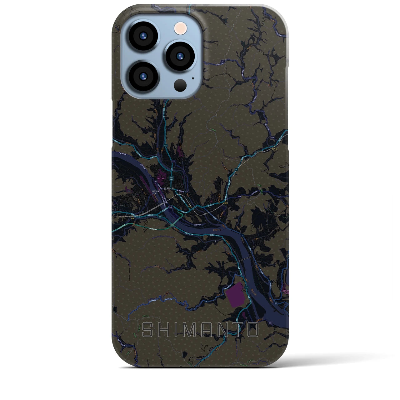 【四万十(高知県)】地図柄iPhoneケース(バックカバータイプ)