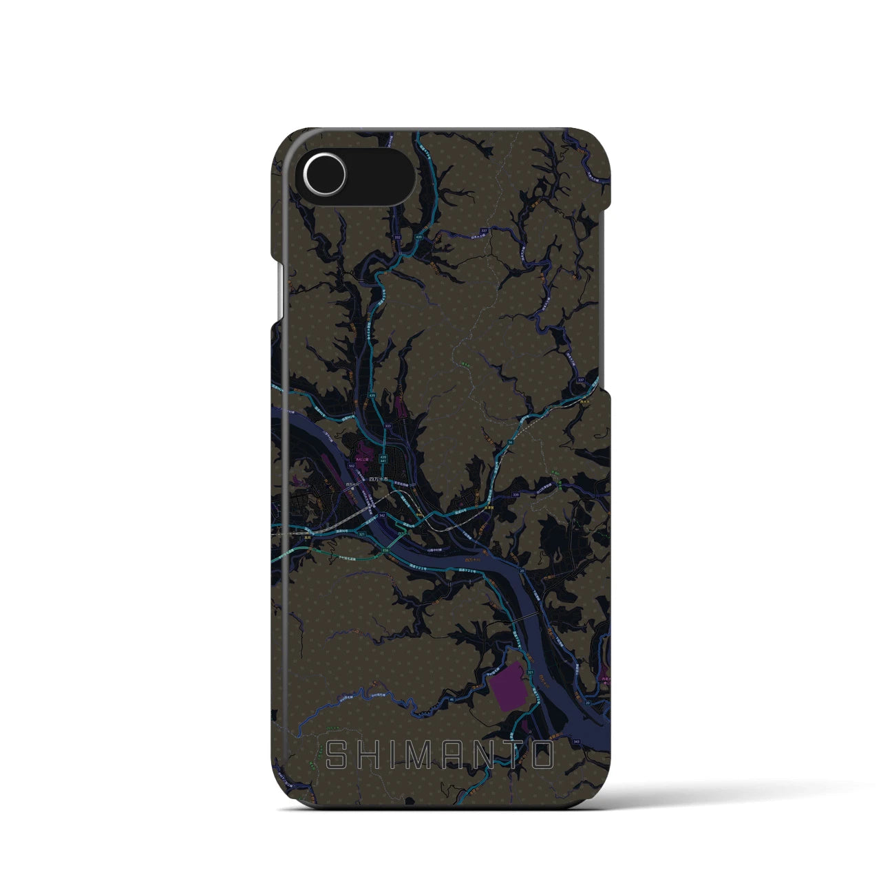 【四万十(高知県)】地図柄iPhoneケース(バックカバータイプ)