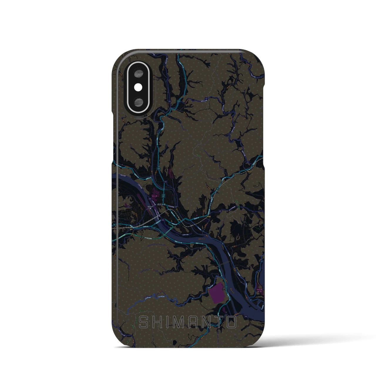 【四万十(高知県)】地図柄iPhoneケース(バックカバータイプ)