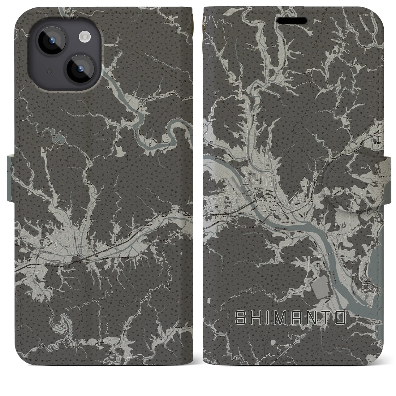 【四万十(高知県)】地図柄iPhoneケース(手帳タイプ)