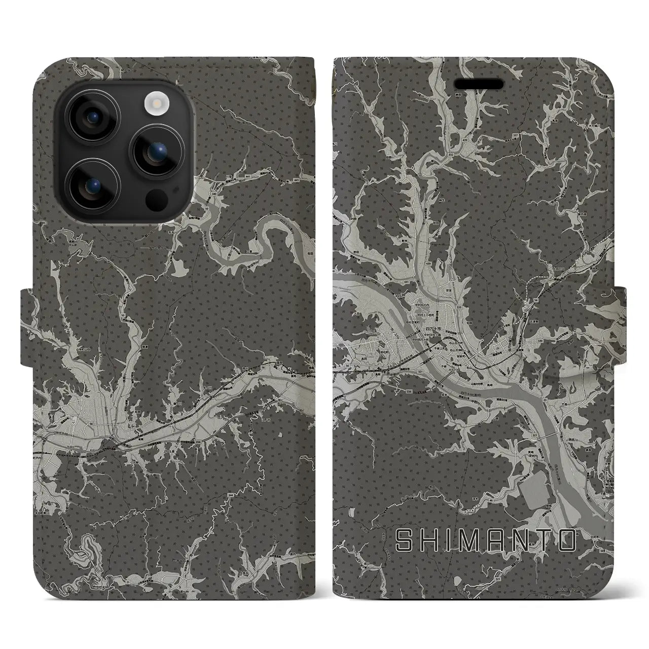 【四万十(高知県)】地図柄iPhoneケース(手帳タイプ)