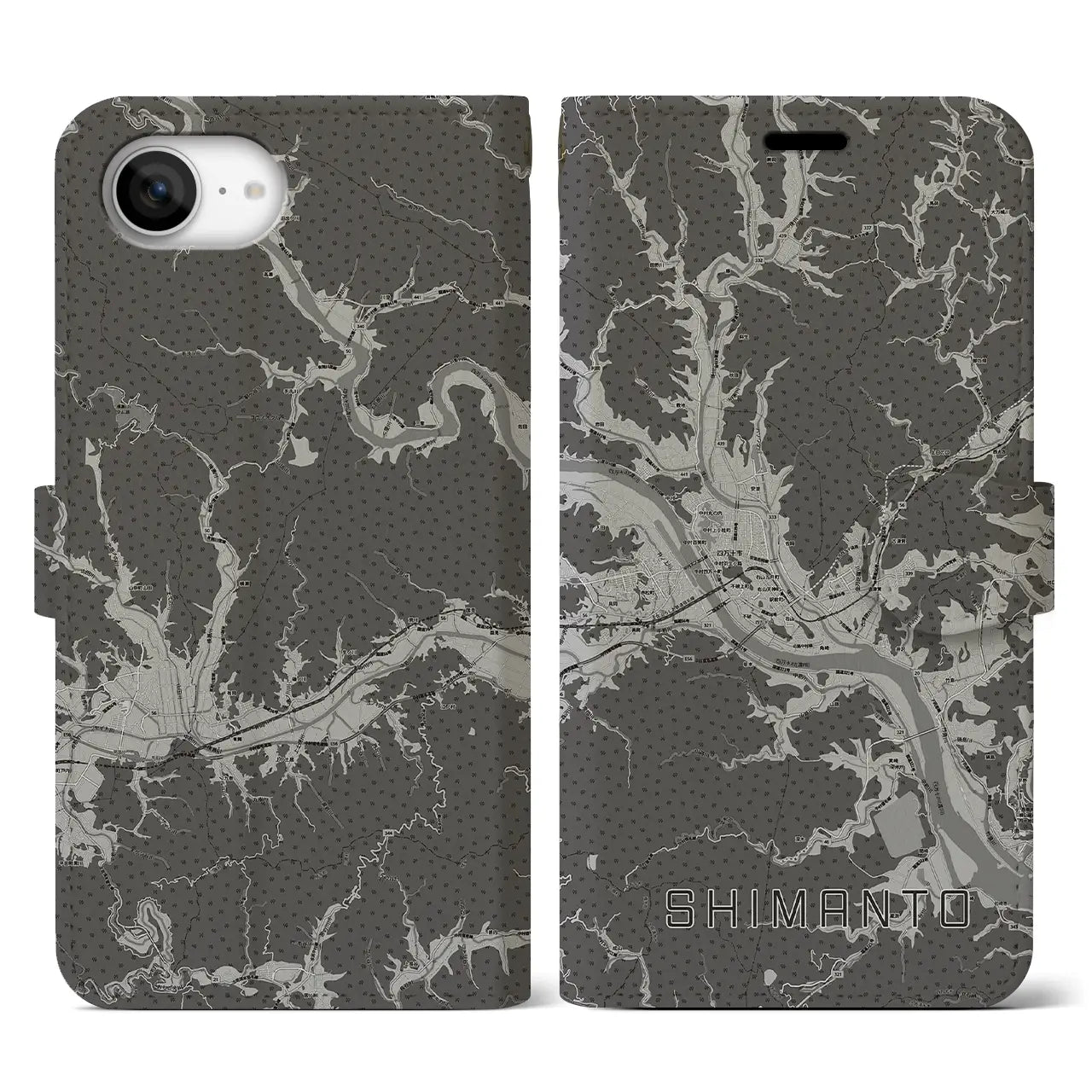 【四万十(高知県)】地図柄iPhoneケース(手帳タイプ)