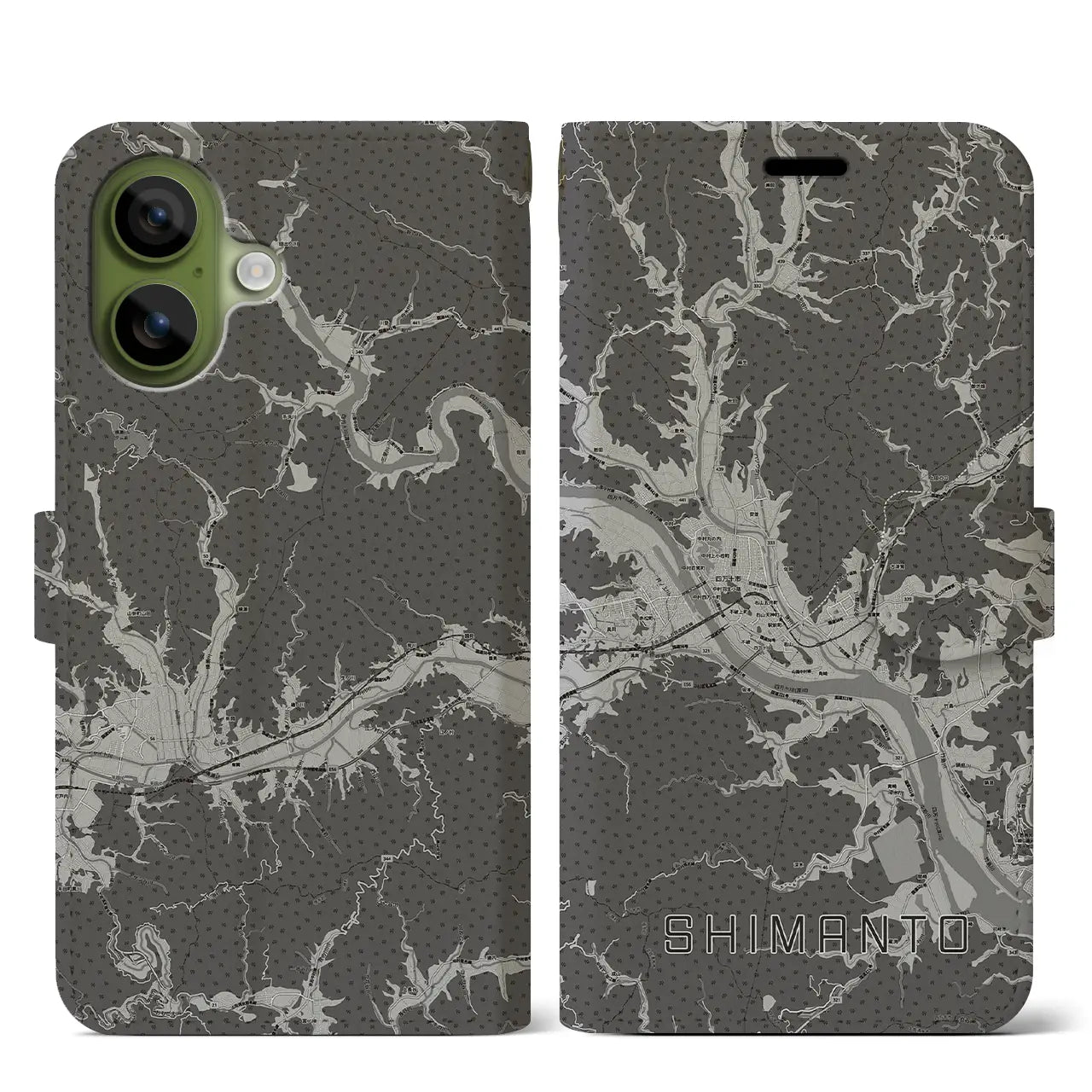 【四万十(高知県)】地図柄iPhoneケース(手帳タイプ)