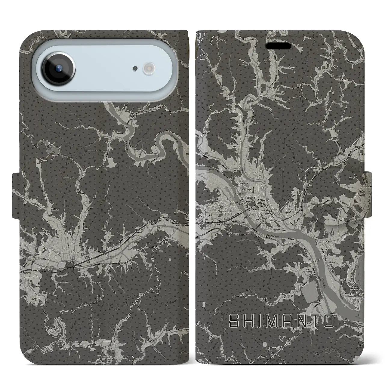 【四万十(高知県)】地図柄iPhoneケース(手帳タイプ)