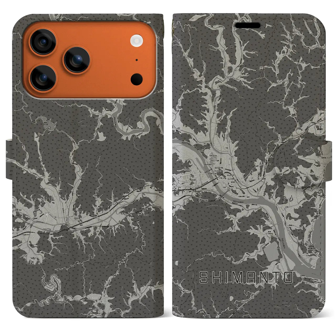 【四万十(高知県)】地図柄iPhoneケース(手帳タイプ)