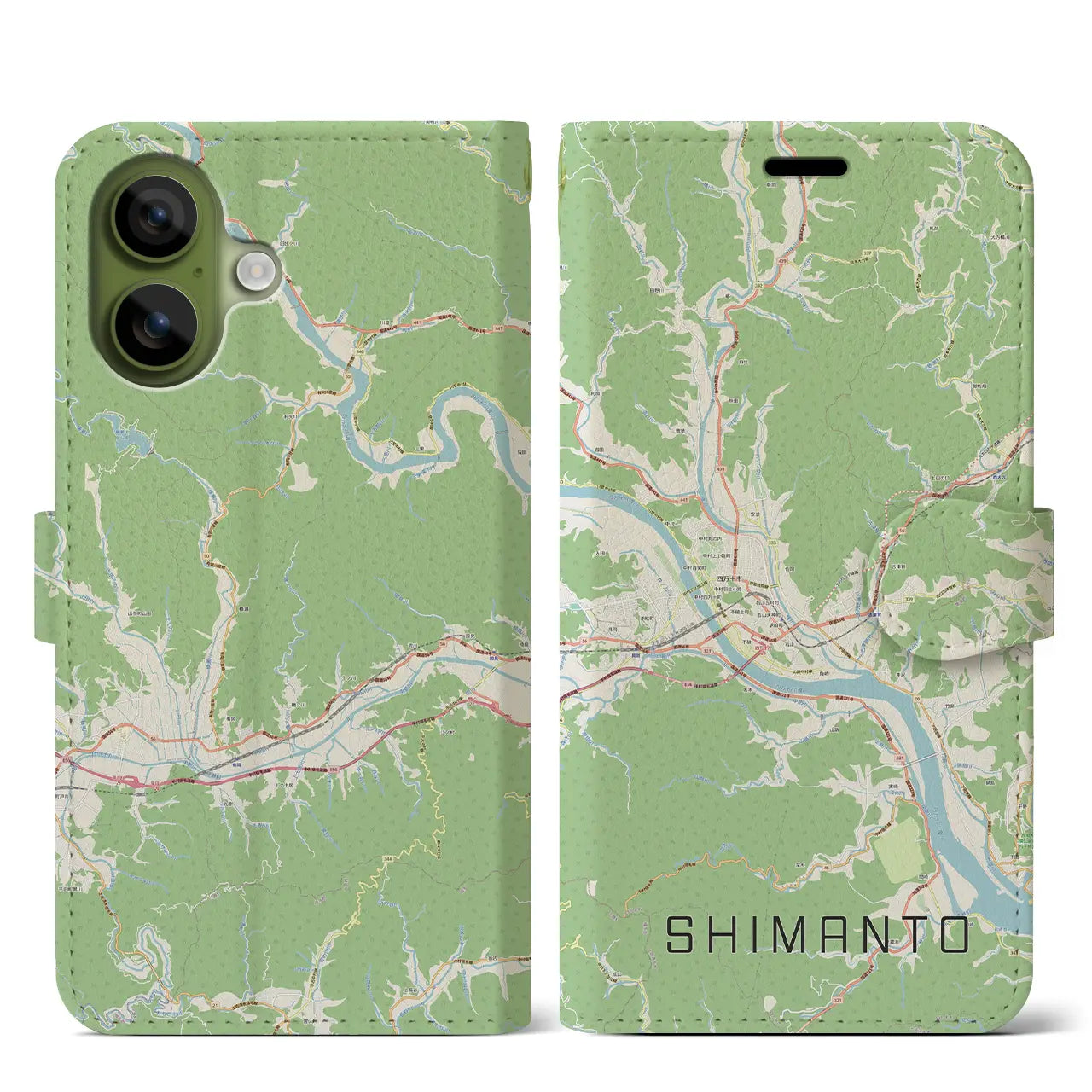 【四万十(高知県)】地図柄iPhoneケース(手帳タイプ)