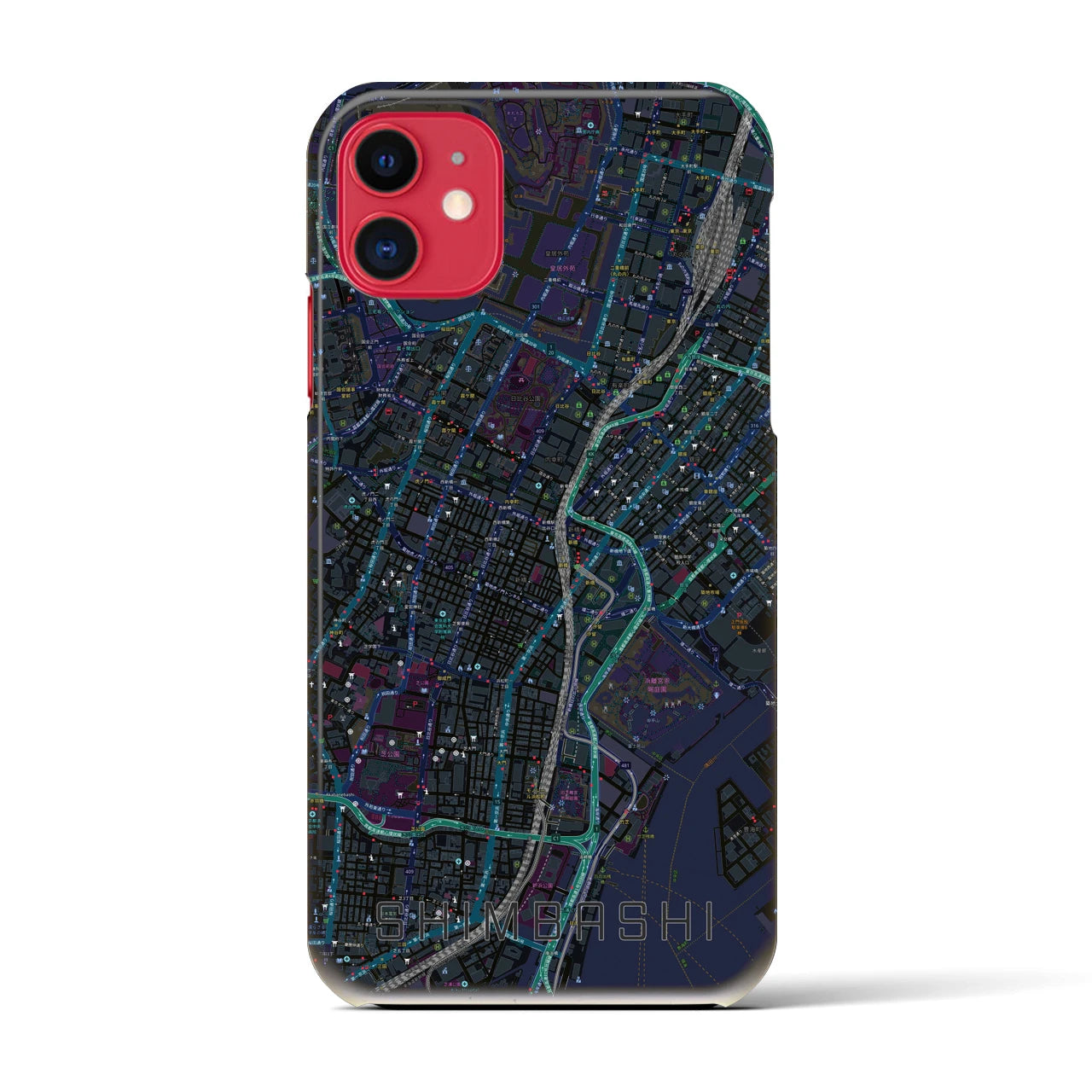 【新橋(東京都)】地図柄iPhoneケース(バックカバータイプ)