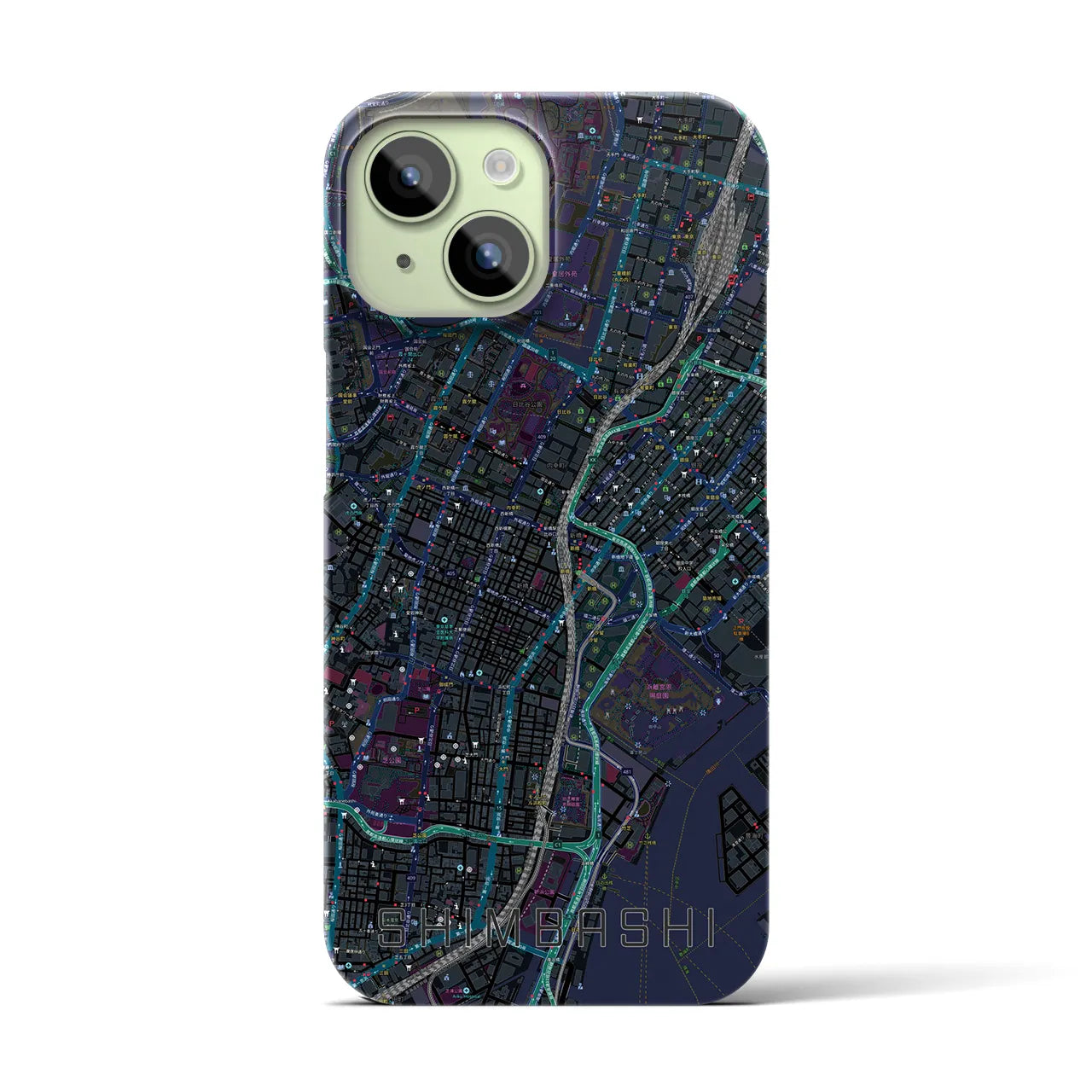 【新橋(東京都)】地図柄iPhoneケース(バックカバータイプ)