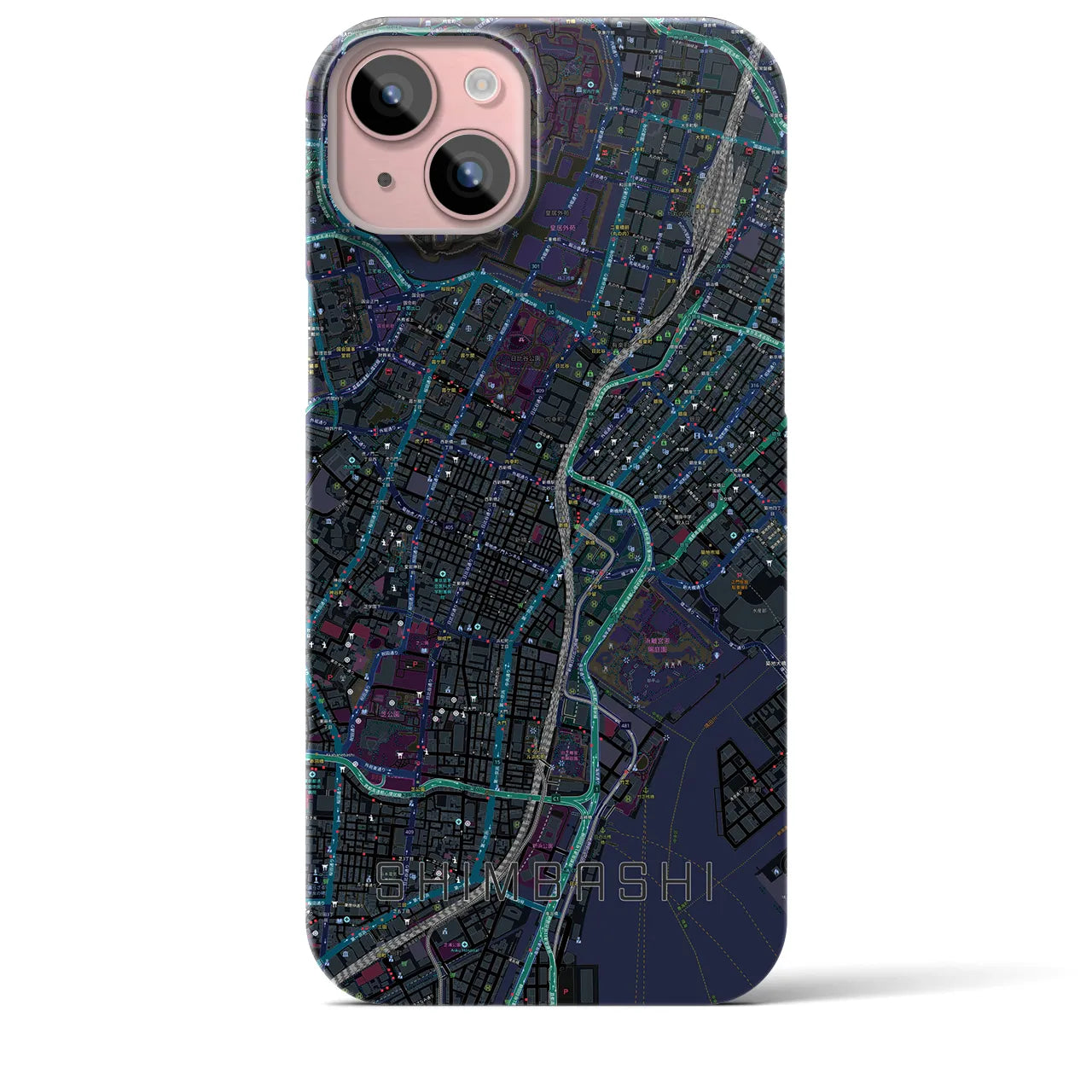 【新橋(東京都)】地図柄iPhoneケース(バックカバータイプ)